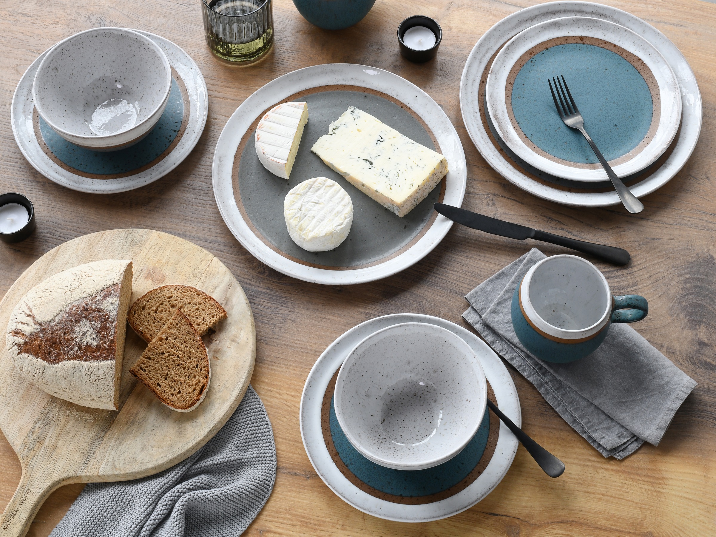 CreaTable Kombiservice »Fjord Bunt, Service, 16-tlg.« Skandinavisches Design, Reativglasur
