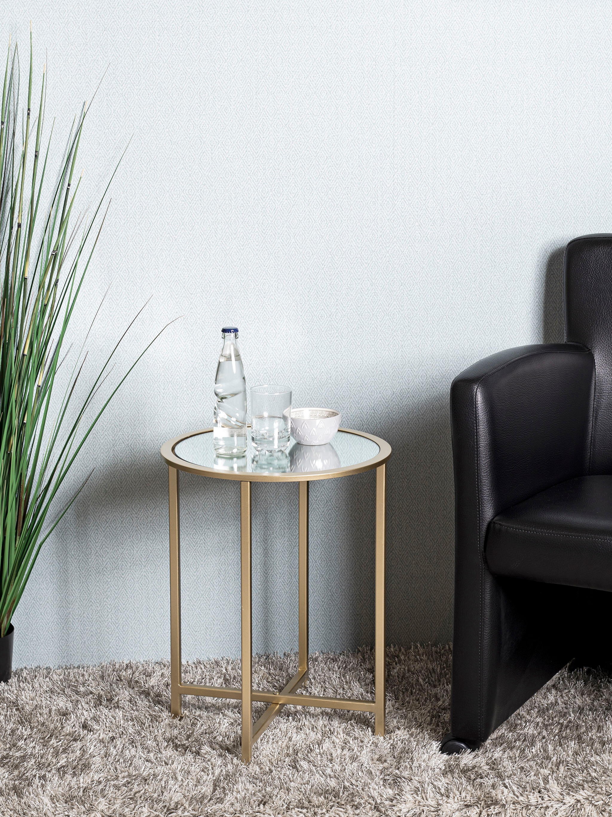 HAKU Beistelltisch "Sofatisch, Wohnzimmertisch" 1 Stk. tlg. rund - aus Metall Gold - Ø/H 39/53 cm