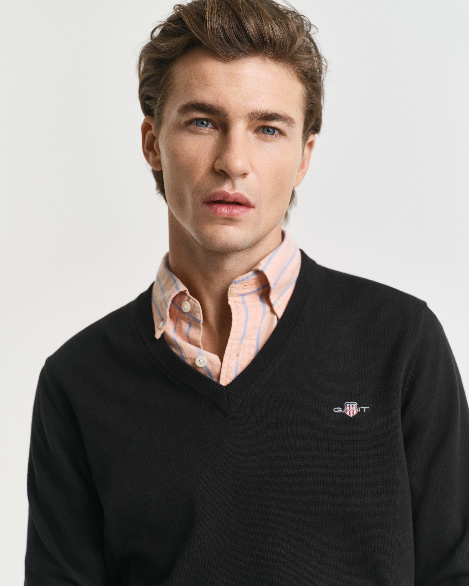 Gant V-Ausschnitt-Pullover »Classic Cotton V-Neck«, Premium Strickjersey aus weicher 100% Baumwolle, Übergangspullover