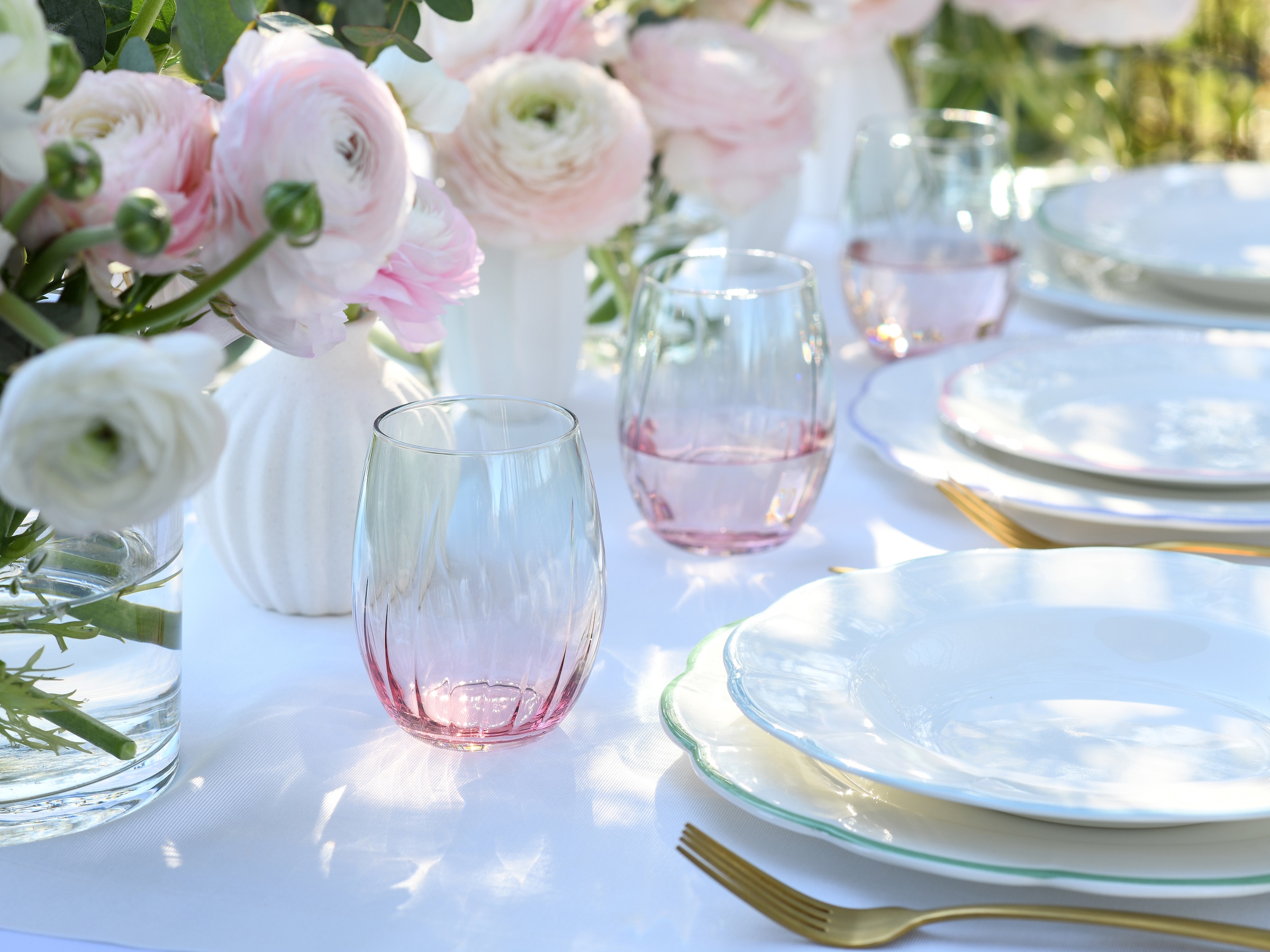 CreaTable Longdrinkglas »Swirly Spring, Longdrinkgläser-Set, 4-tlg.«, (Set, 4 tlg.), Rillen Relief, Modern, Sommerlich, Leicht
