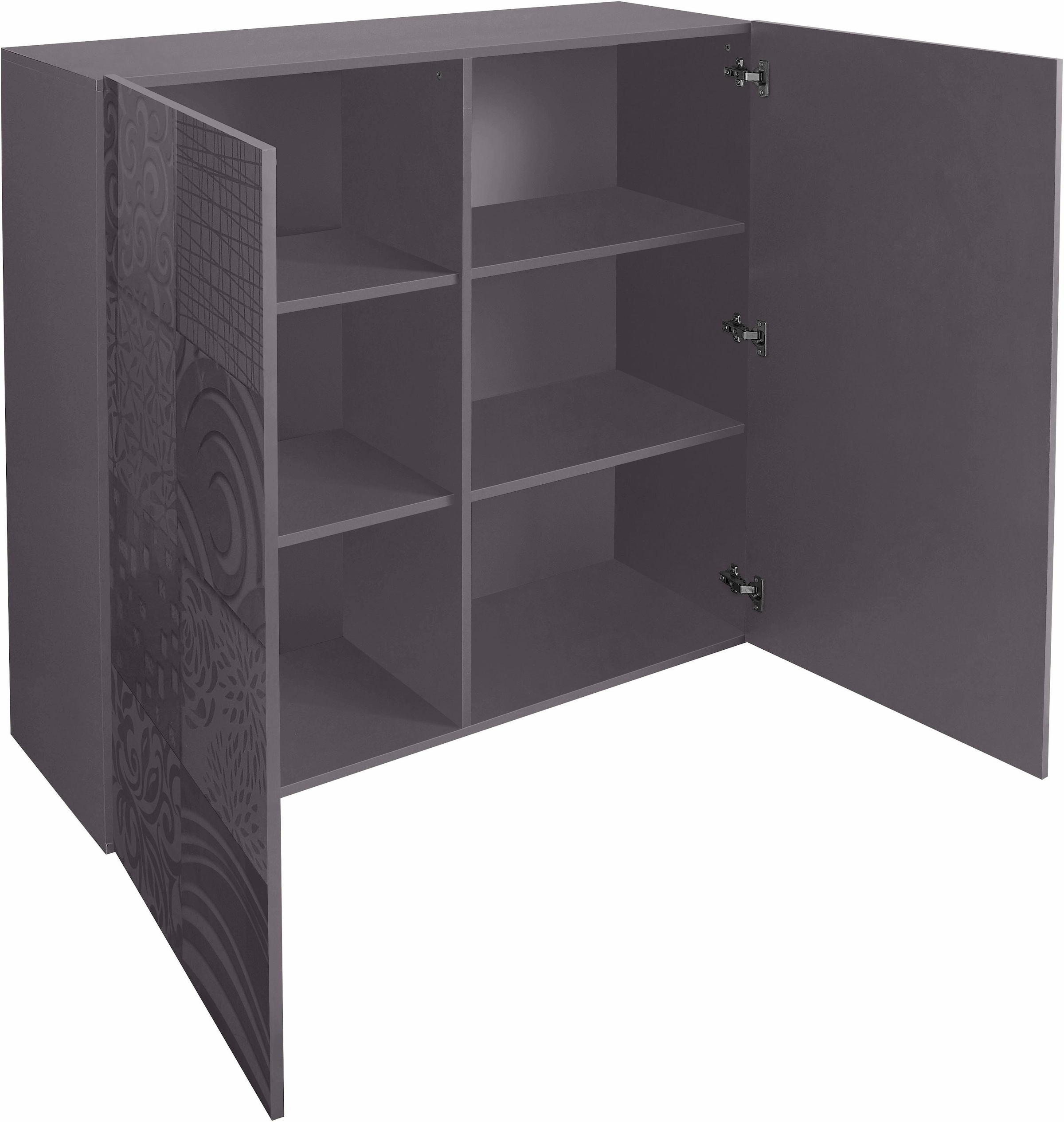 INOSIGN Highboard »Miro«, Breite 121 cm mit dekorativem Siebdruck