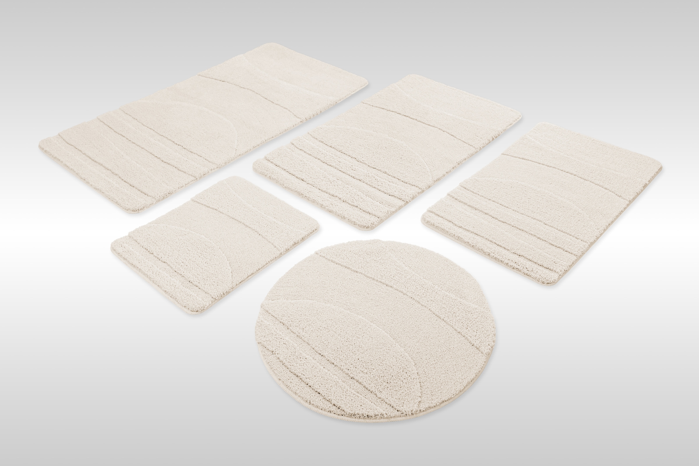 Wecon home "Marc" Höhe 25 mm rutschhemmend beschichtet schnell trocknend Badteppich, Hoch-Tief-Linien, weich, rutschhemmend, waschbar, getuftet