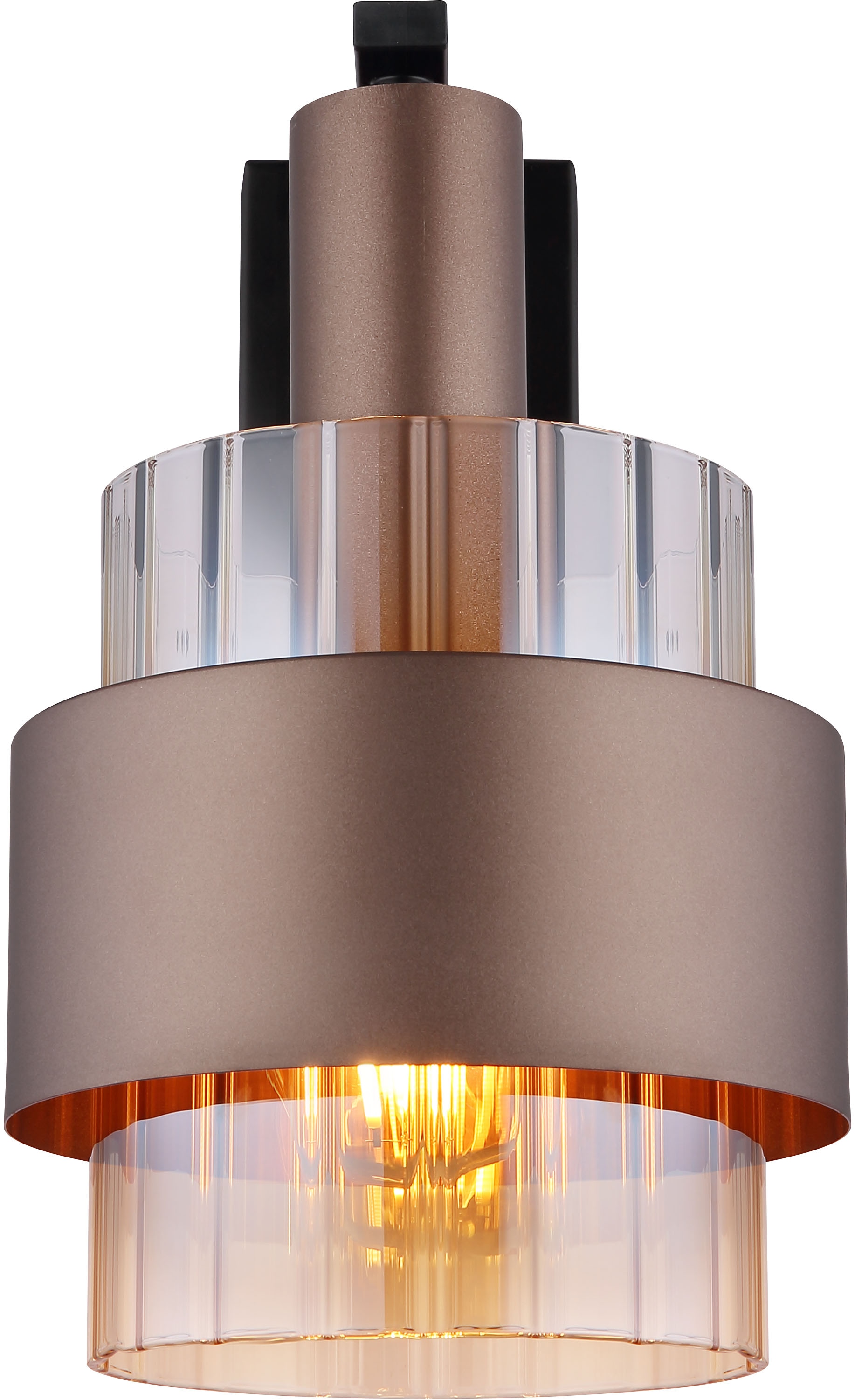 GLOBO LIGHTING Wandleuchte »MILLEY«, Leuchtmittel E27 | ohne Leuchtmittel, Wandlampe/Spot/Wohnzimmer/Flur/Glas amber/Metall