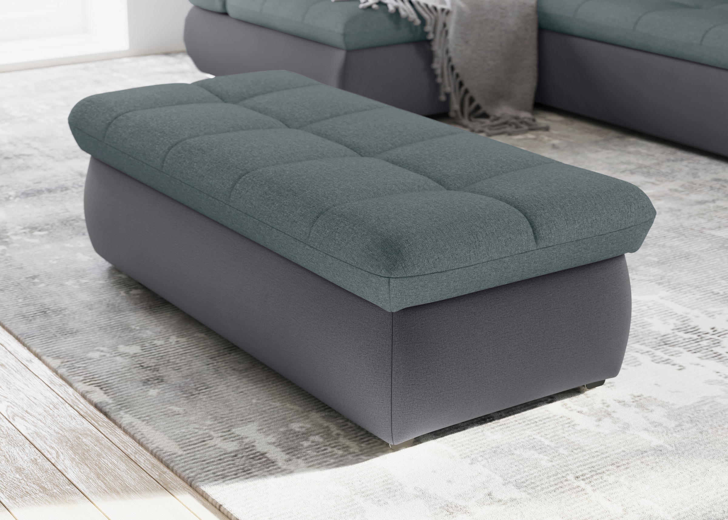 DOMO collection Polsterhocker "MORIC 136x64 cm, praktisch und komfortabel" inklusive Stauraum