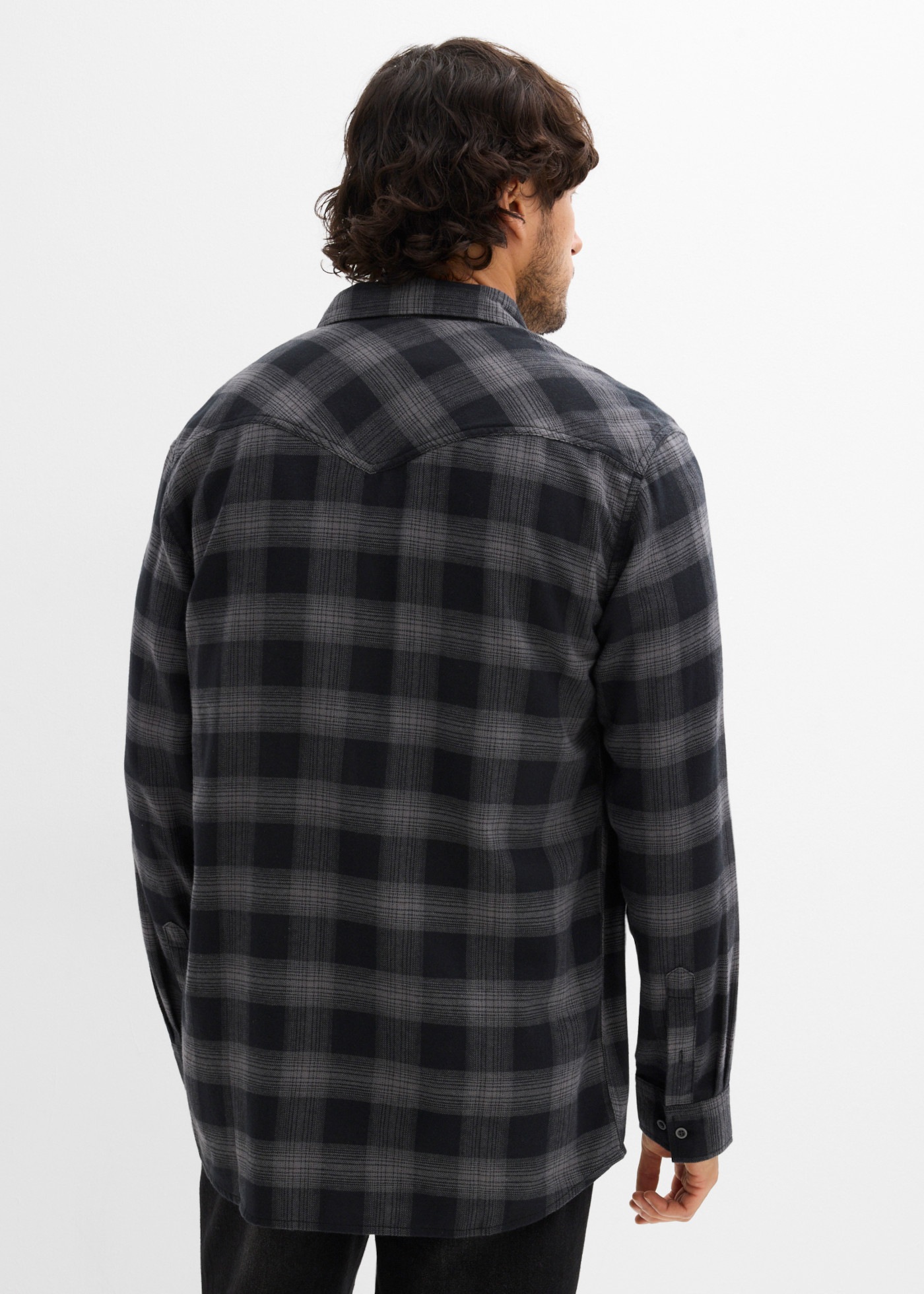 bonprix Flanellhemd aus Baumwoll-Flanell, Regular Fit, Kentkragen, mit Karo-Muster
