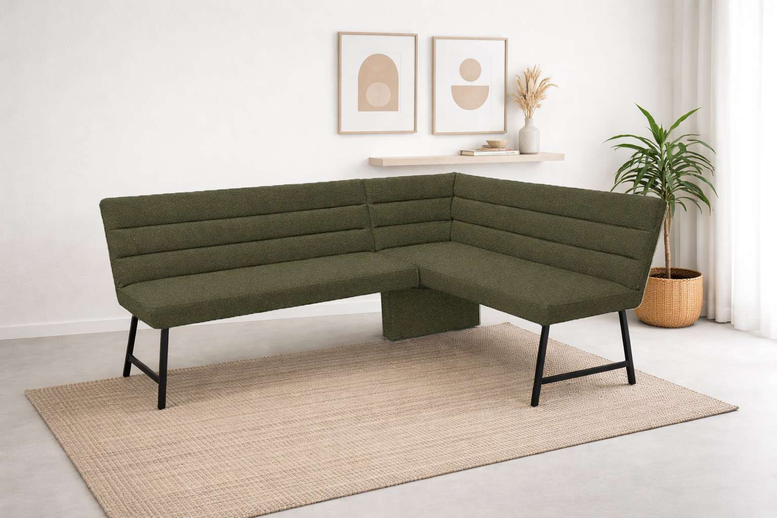 OTTO home Eckbankgruppe "Oregon Essecke, Sitzgruppe, Küchenbankgruppe" Set, 4er, 4 tlg. Eckbank mit Metallfüßen, Esstisch in Eiche massiv