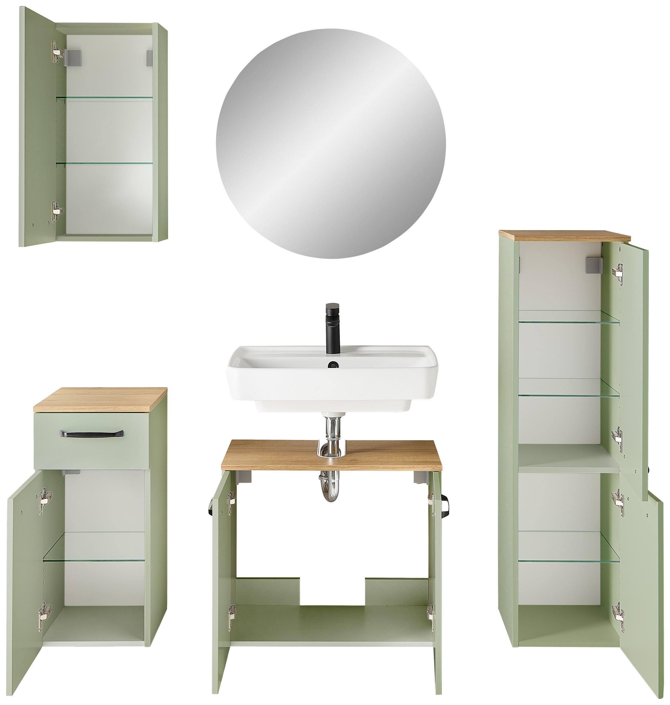 Saphir Badmöbel-Set »Quickset 500, Waschbeckenunterschrank mit Spiegel« 5 Stk. tlg.