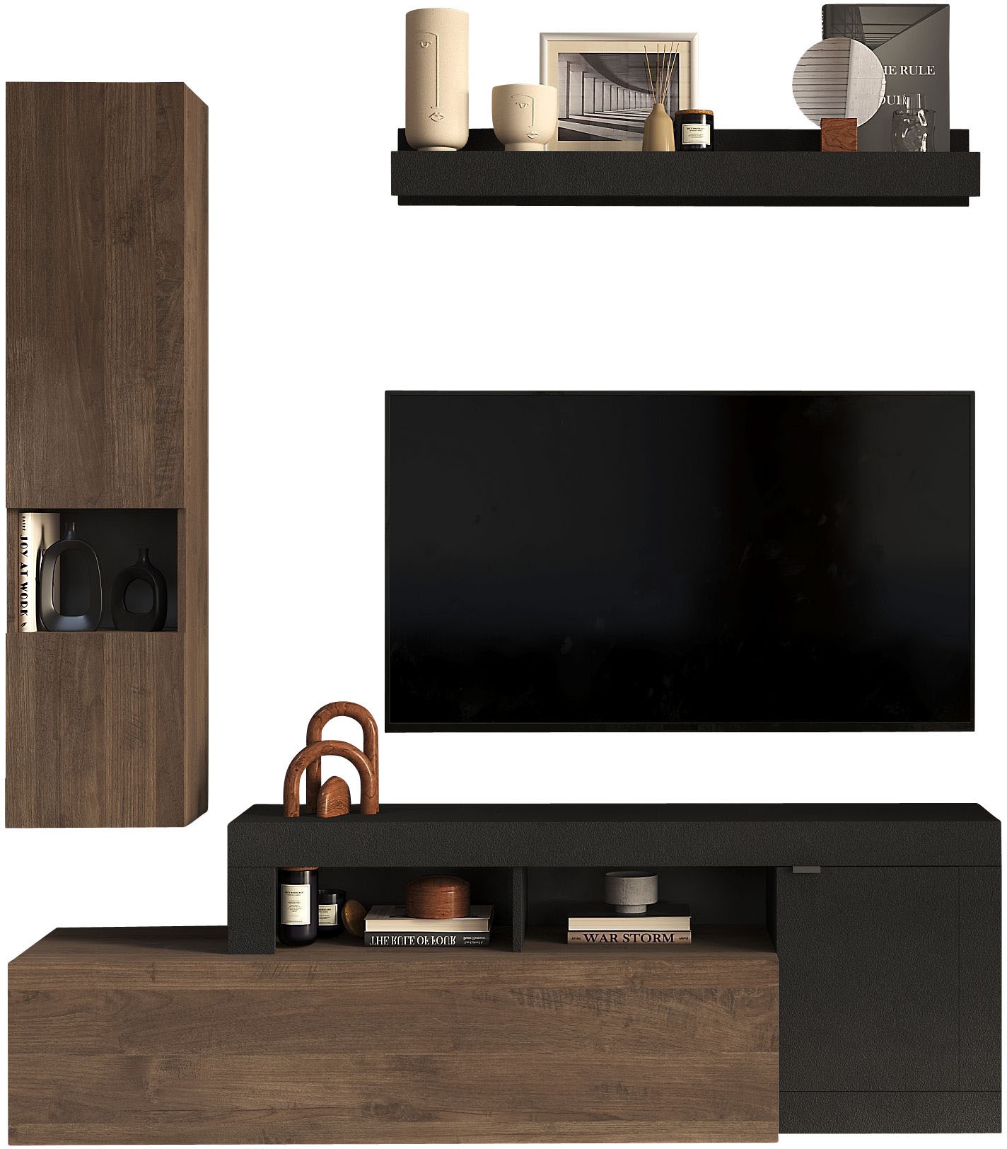 INOSIGN Wohnwand 3 Stk. tlg. 3tlg. Breite 180 cm (Lowboard, Stauraumschränk günstig online kaufen
