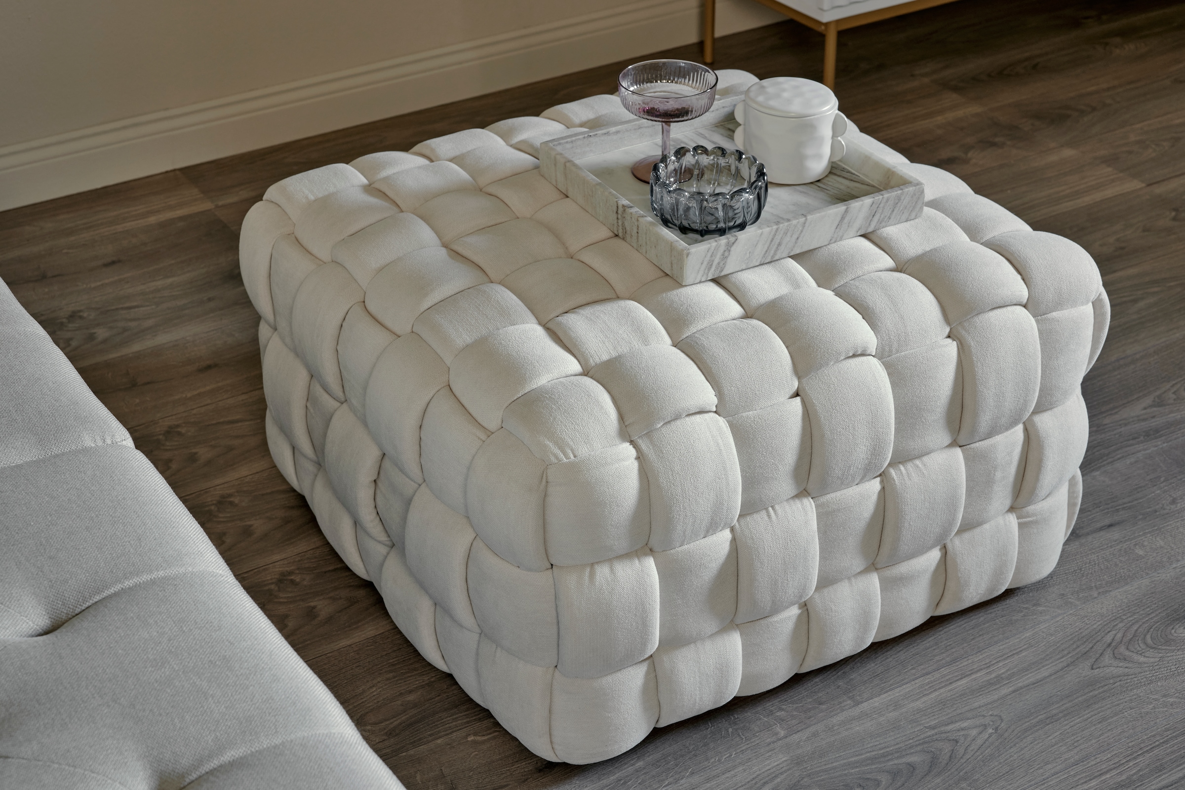 Jahnke Hocker »WEB ART M«, Hocker, Couchtisch, Beistelltisch gepolstert in edler Flechtoptik