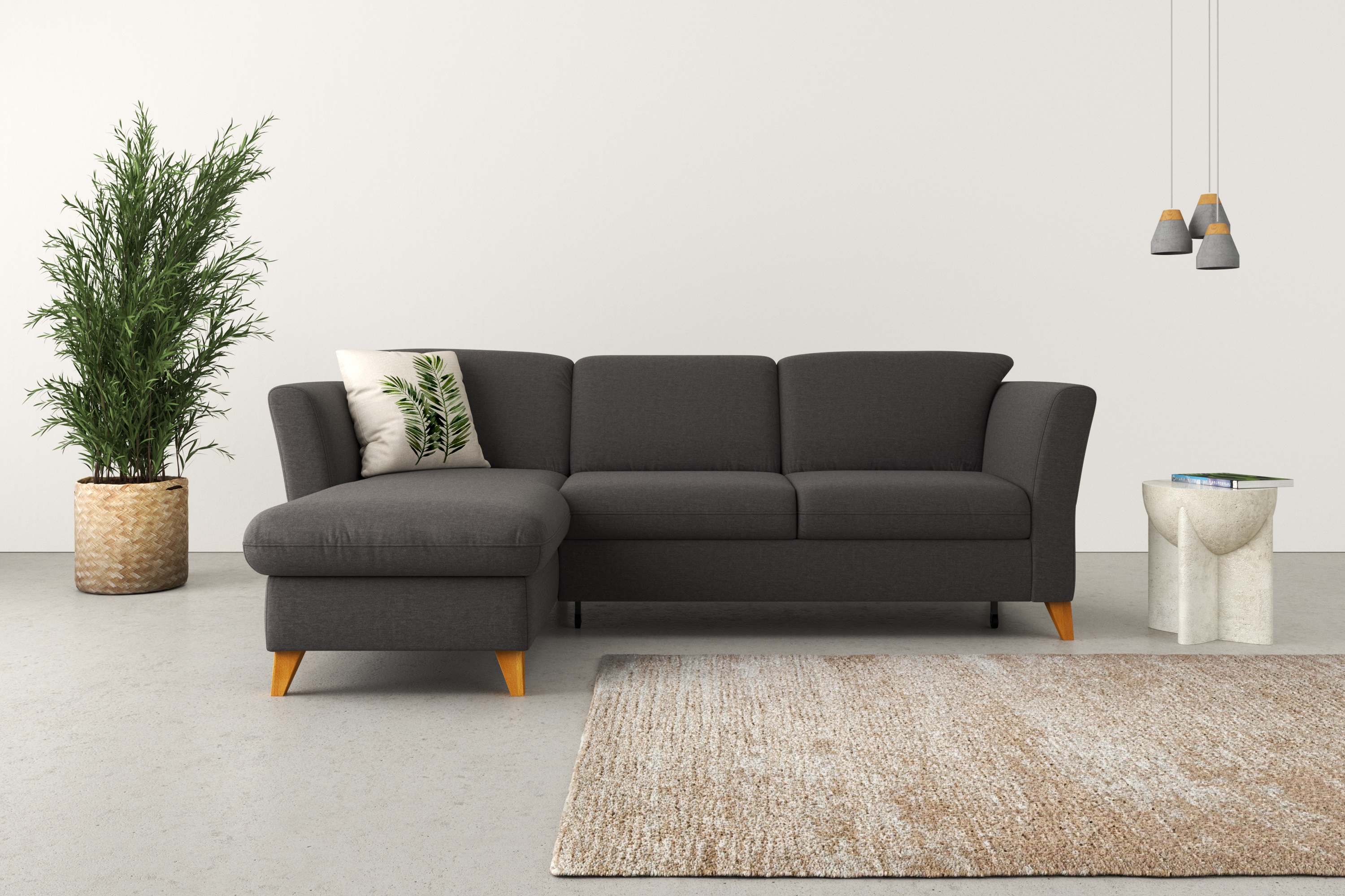 Home affaire Ecksofa "Trelleborg L-Form" Federkern-Polsterung, wahlweise mit Schlaffunktion und Bettkasten