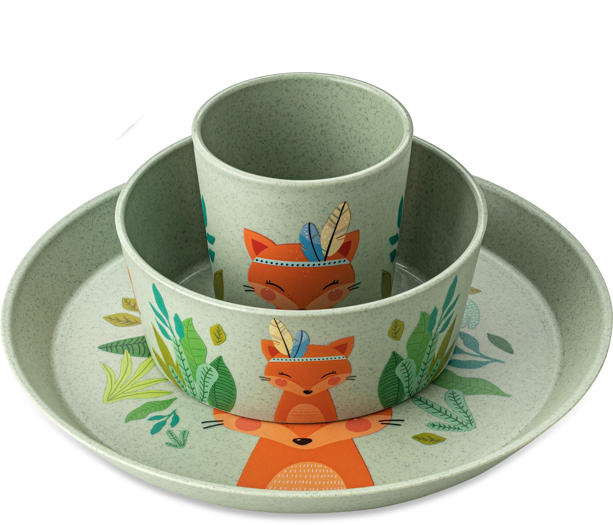 KOZIOL Kindergeschirr-Set "3er-Set Kleiner Teller + Schale + Becher CONNECT HARRY" Made in Germany, 3 Teile, für 1 Person