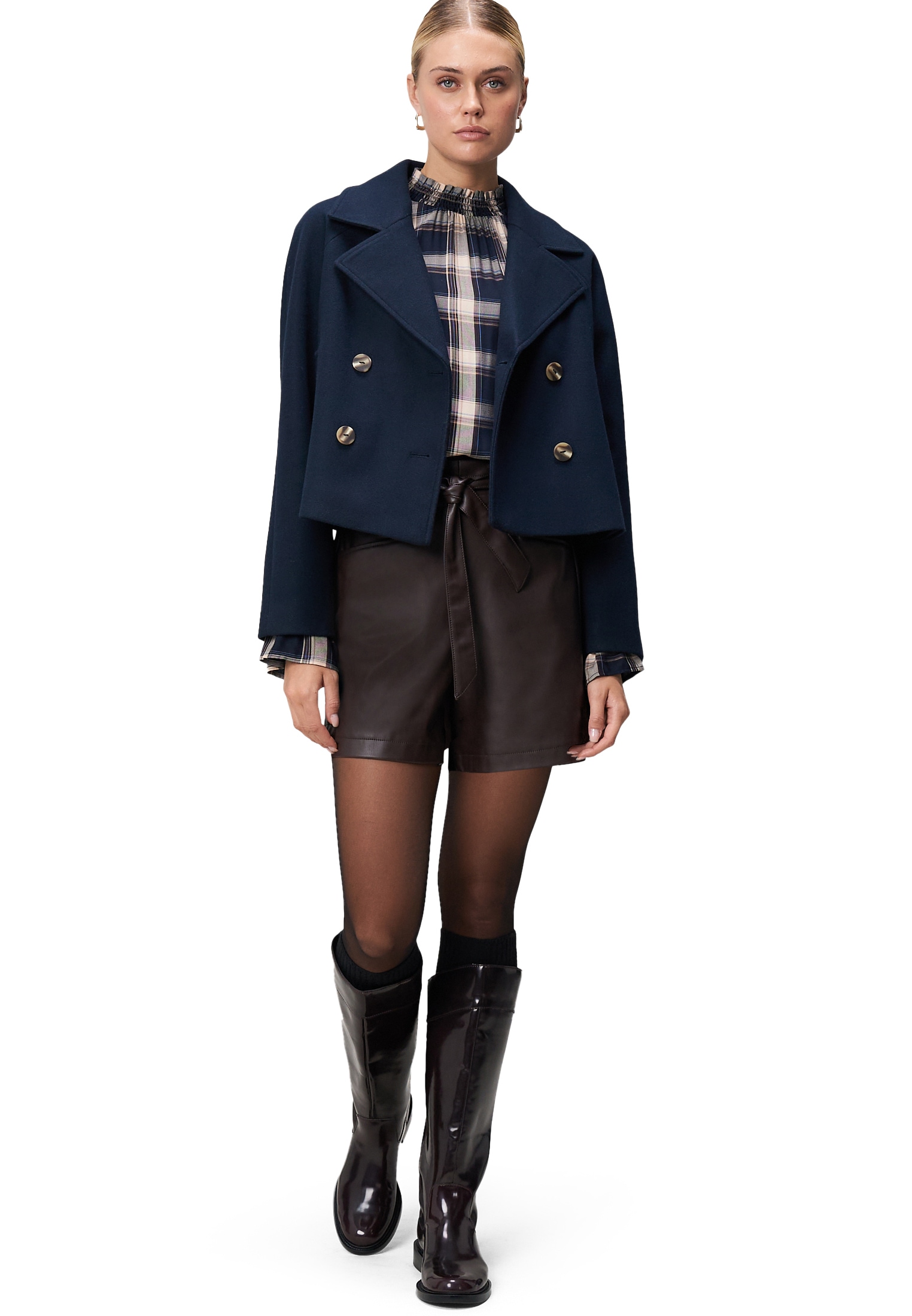 Zero Shorts »zero Damen Shorts Lederoptik mit Bindegürtel«, Gürtel