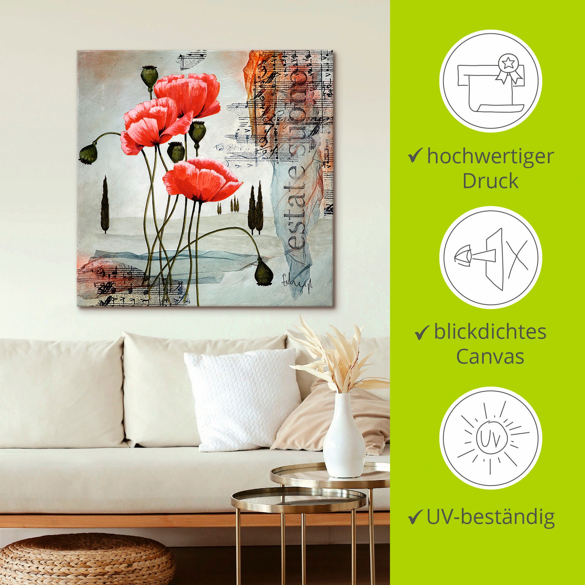 Artland Wandbild »Klatschmohn«, Blumen, (1 St.), als Leinwandbild, Poster, Wandaufkleber in verschied. Größen