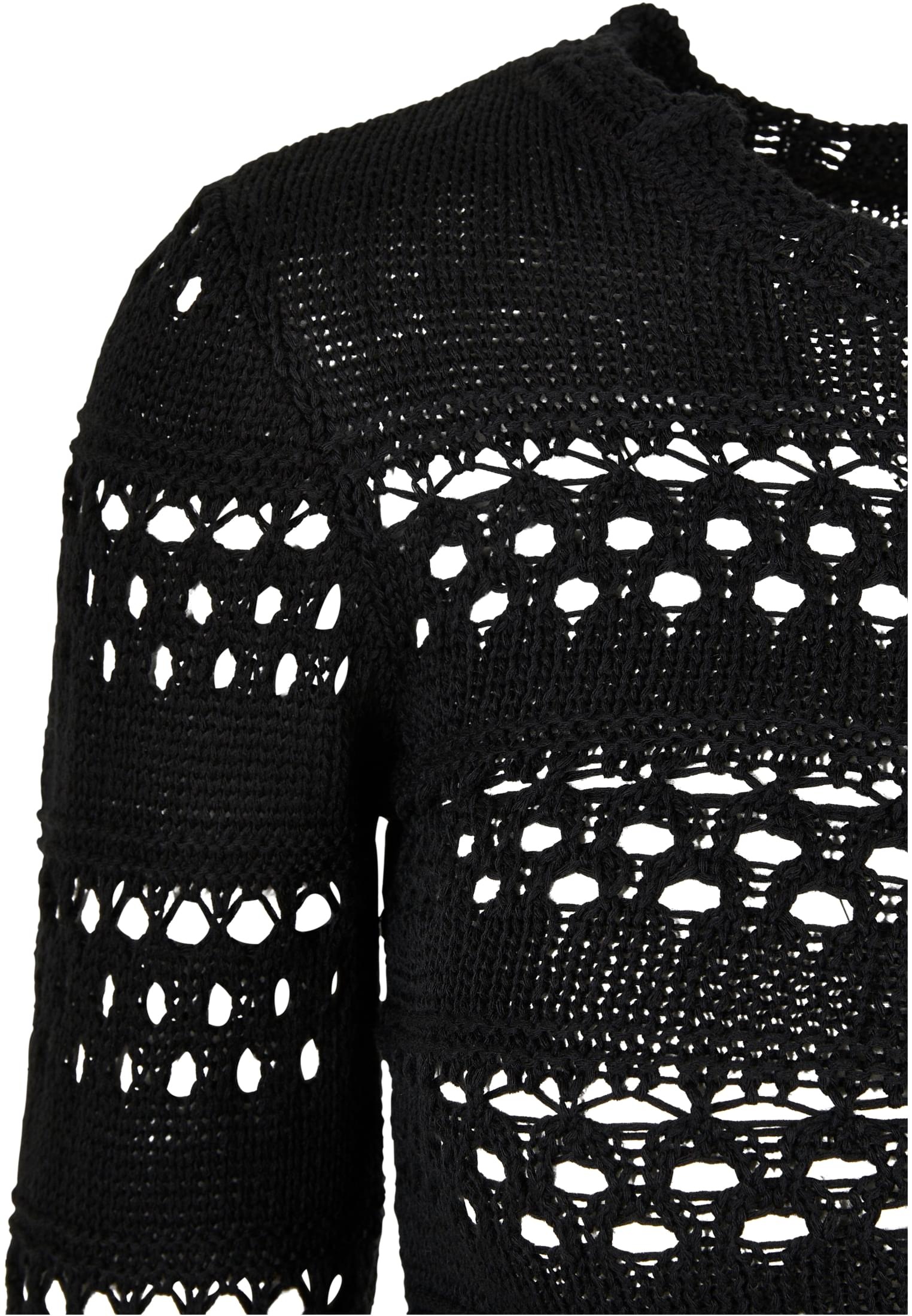 URBAN CLASSICS Rundhalspullover »Urban Classics Damen Ladies Cropped Crochet Knit Sweater«, (1 tlg.)