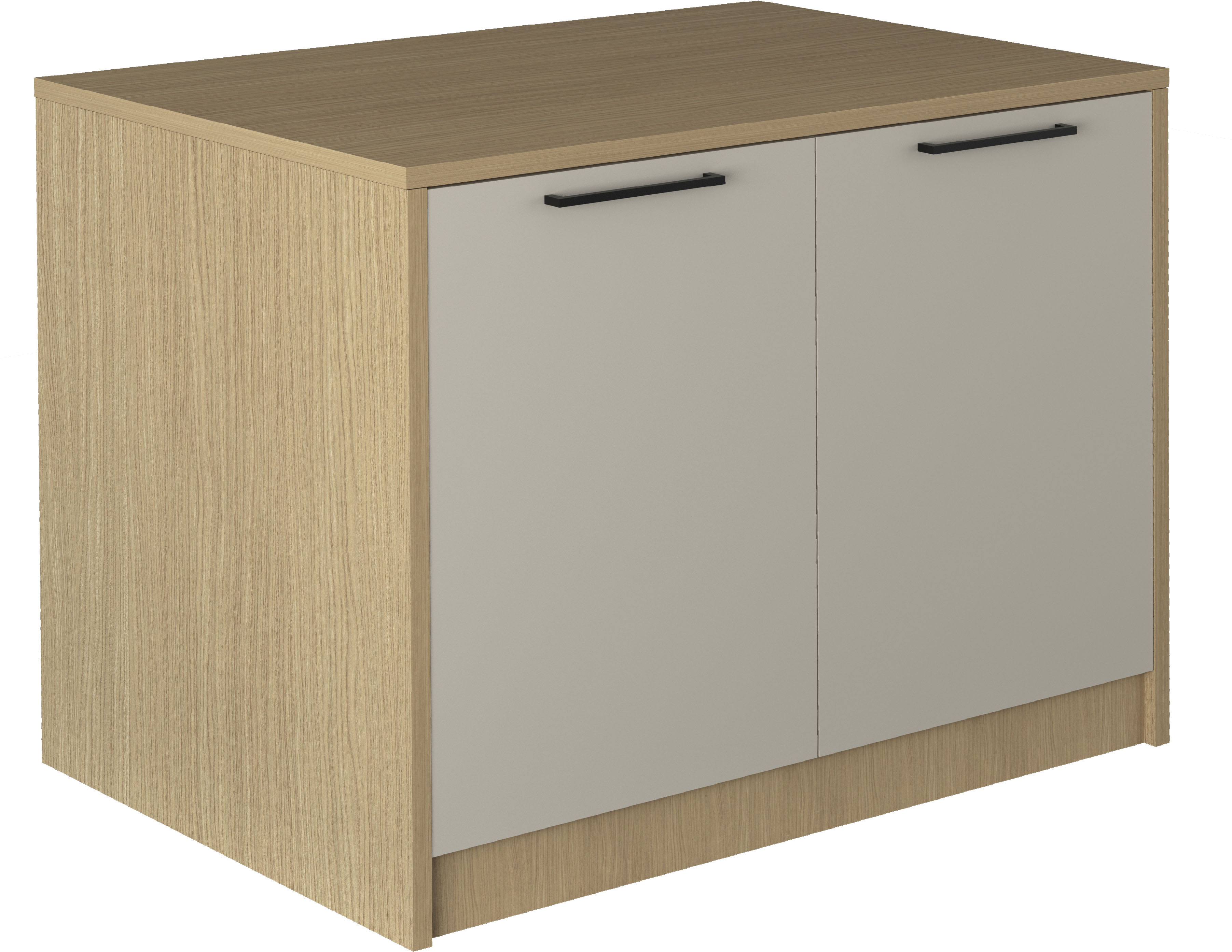 KOCHSTATION Kücheninsel "KS-Luna" Breite 115 cm, 2 Türen, 4 Innenfächer, 2 Essplätze, gedämpfte Türen