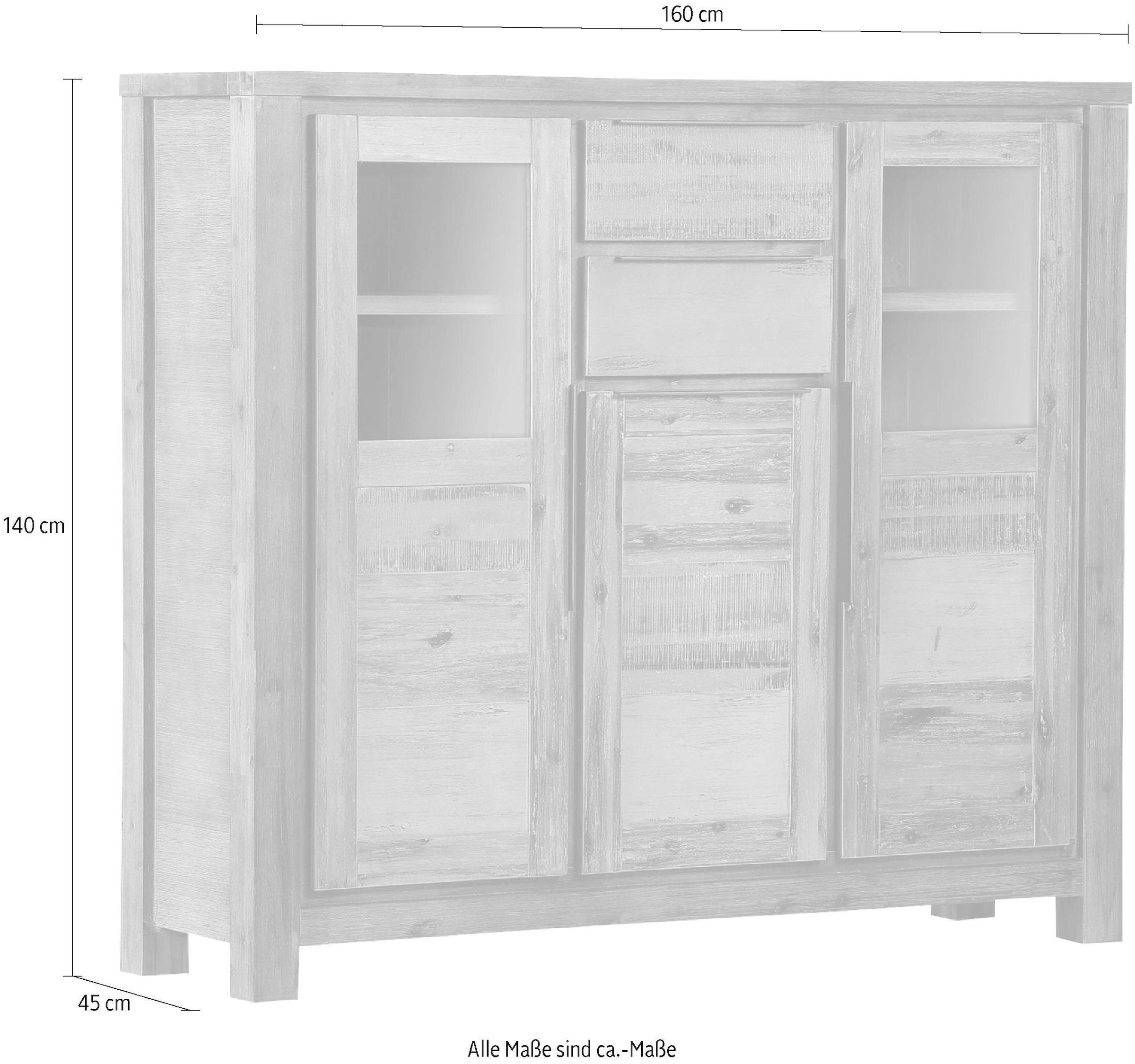 Gutmann Factory Highboard "Tulsa", Vitrine, Höhe 140 cm günstig online kaufen