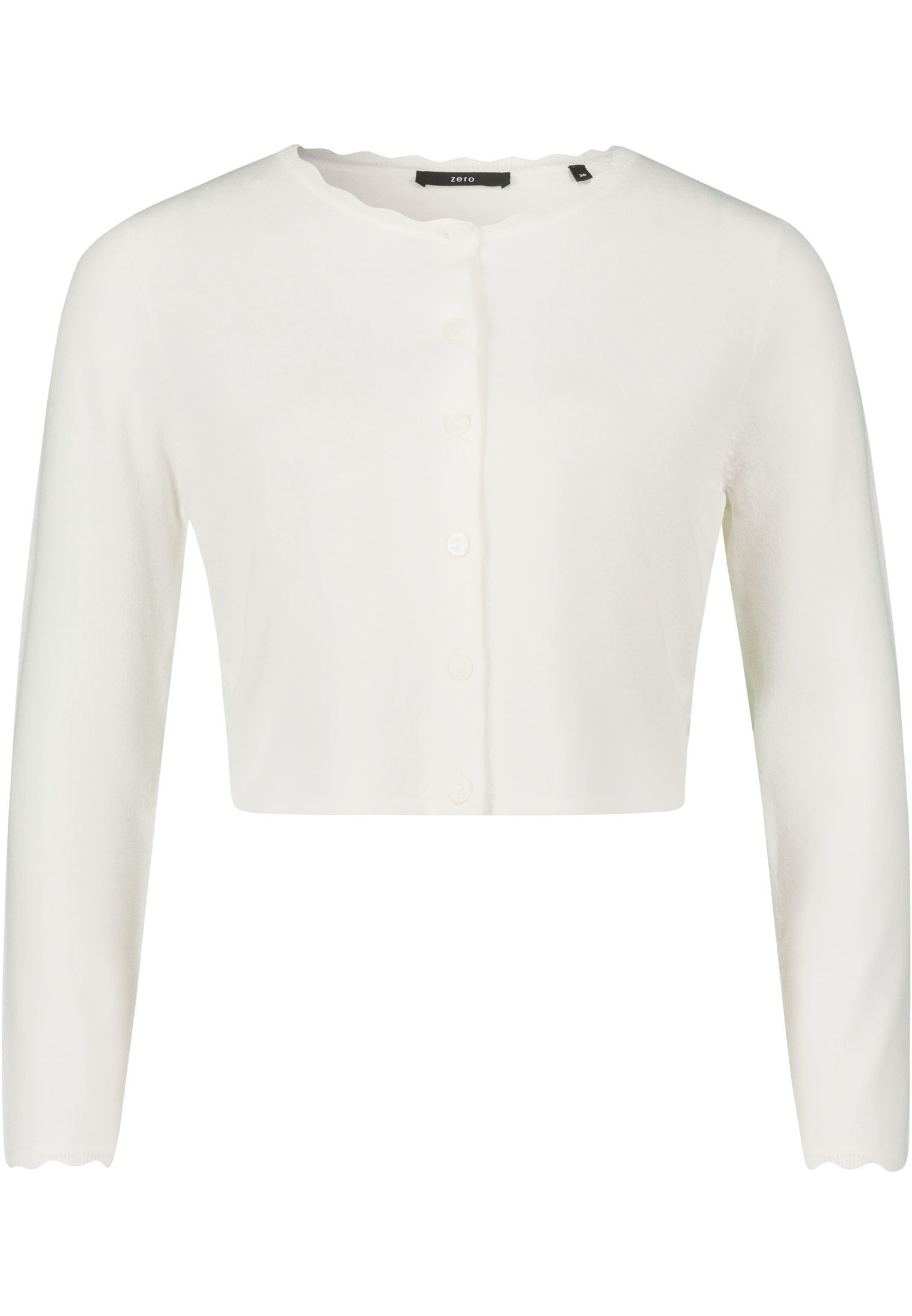 Zero Strickjacke »zero Kurze Strickjacke mit Wellenkante«, Knopfleiste