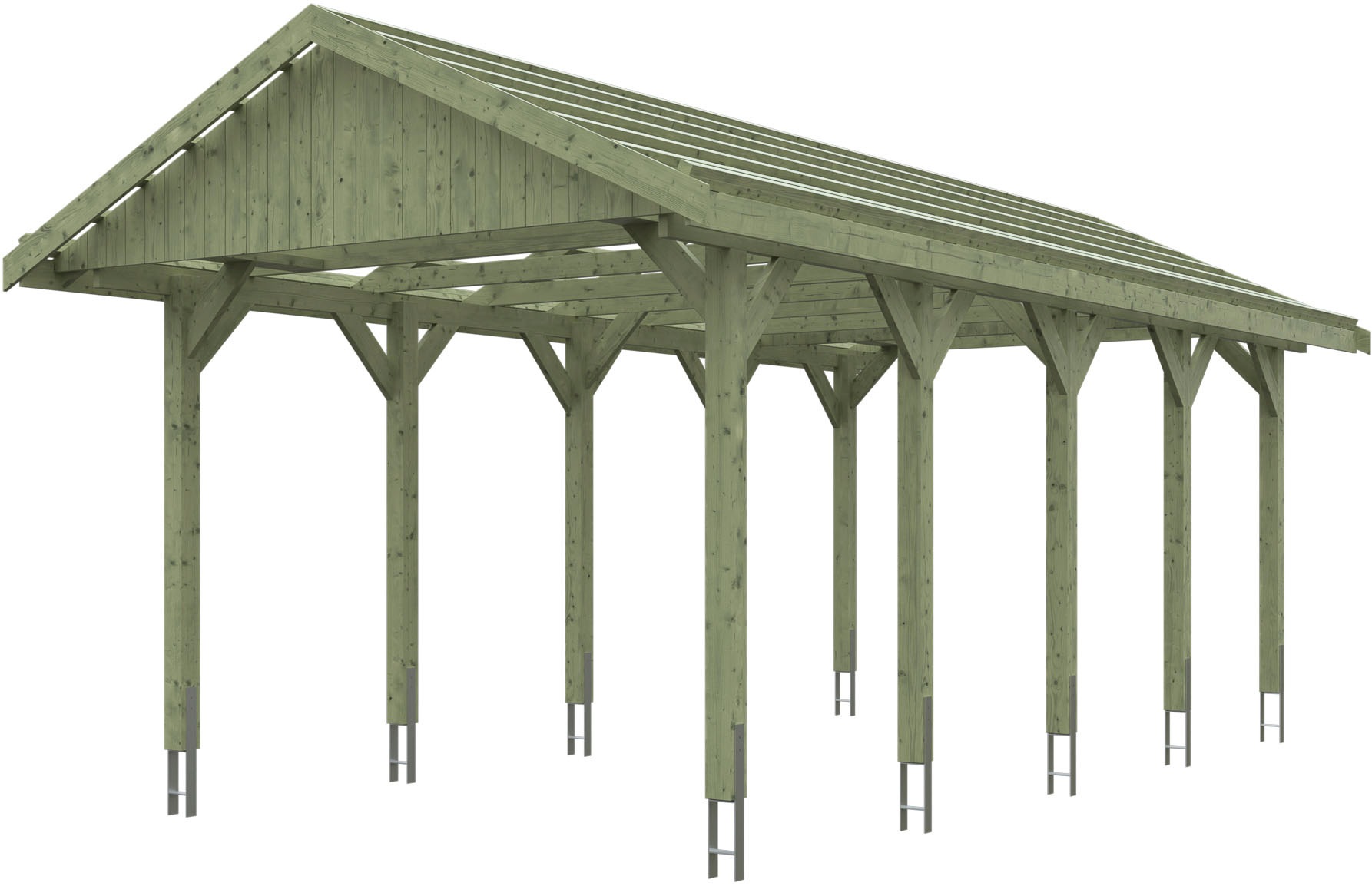 Skanholz Einzelcarport "Wallgau" Massivholz 291 cm Grün mit Dachlattung