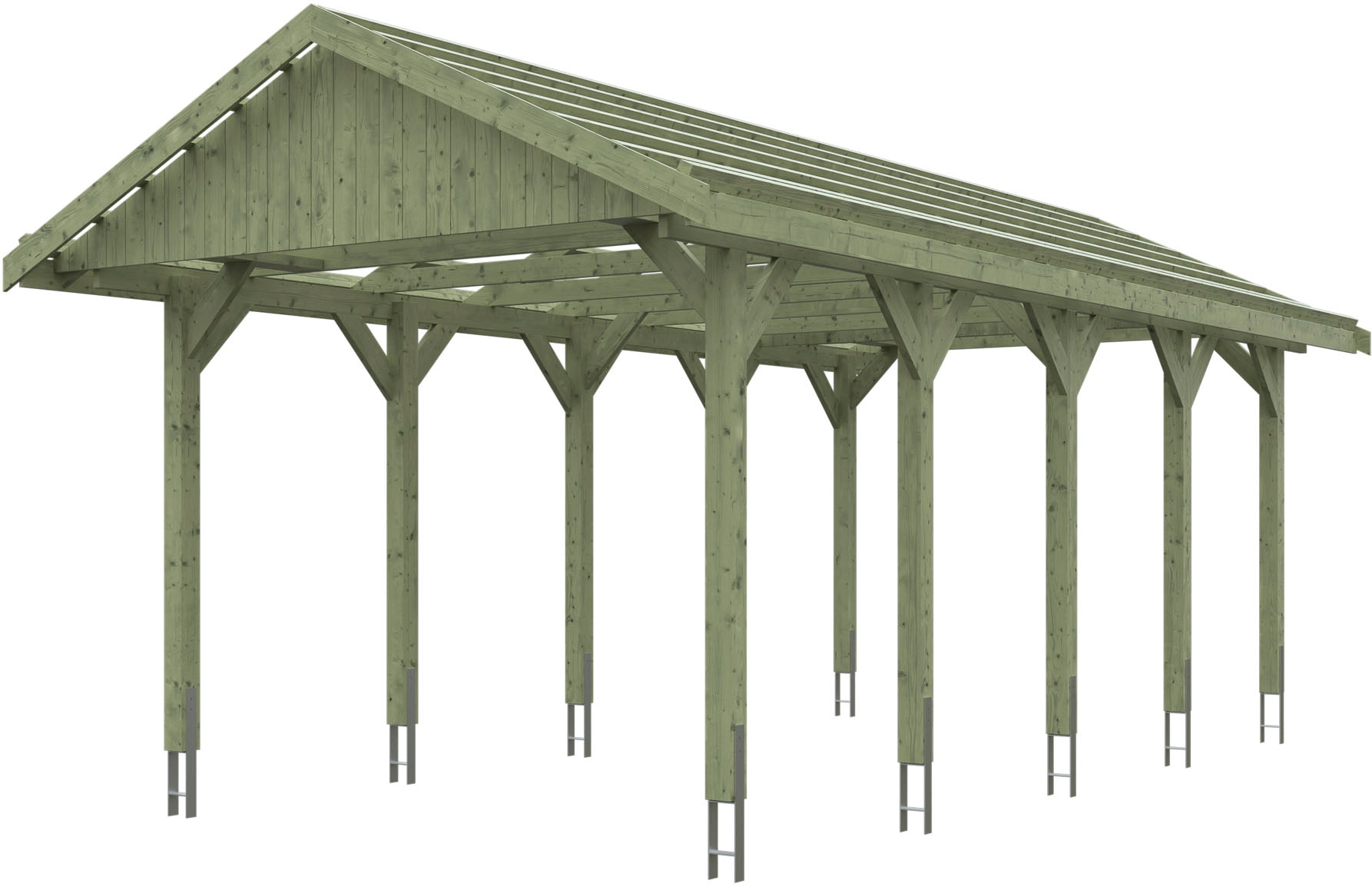 Skanholz Einzelcarport "Wallgau", Nadelholz, 291 cm, Grün, mit Dachlattung