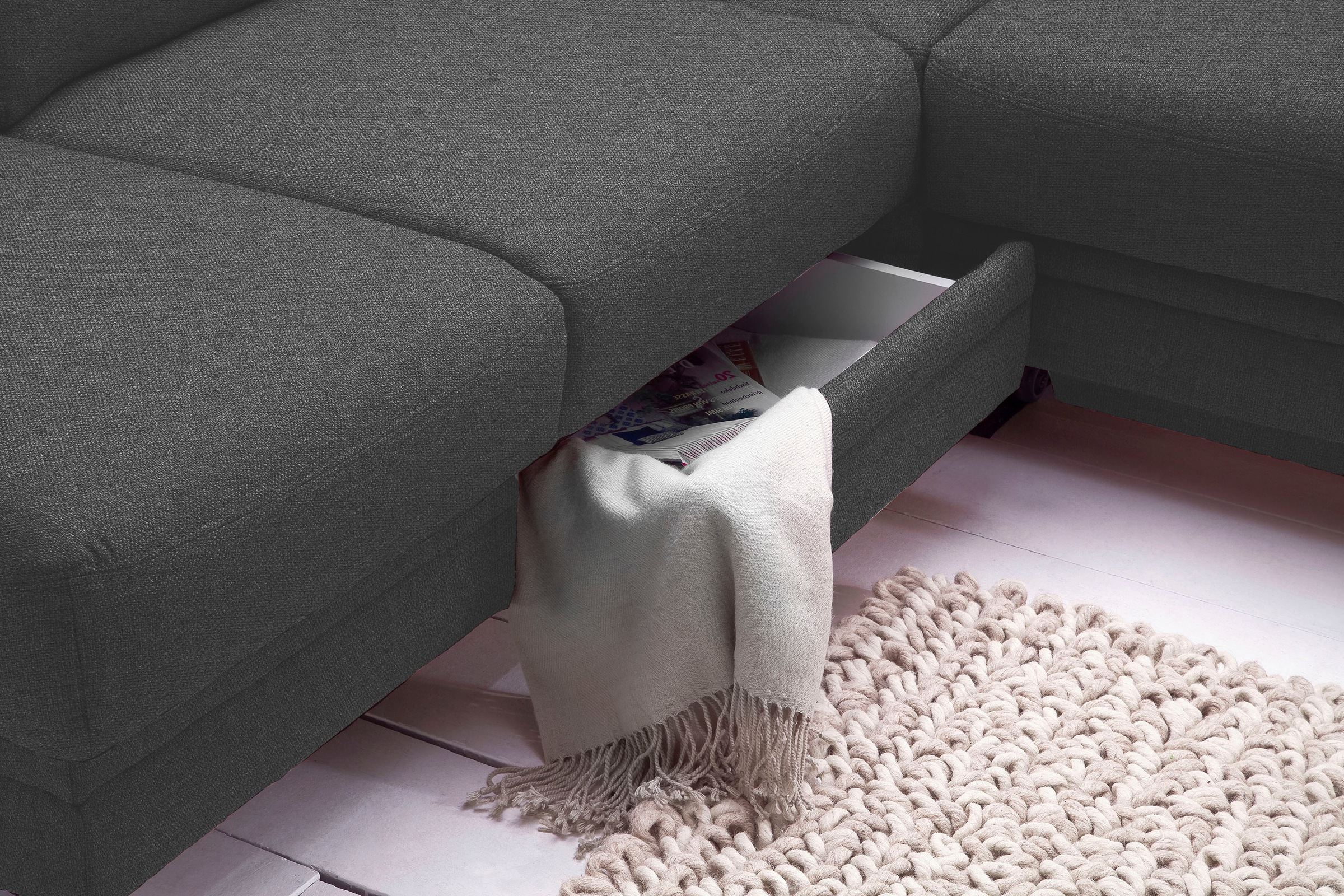 3C Carina Ecksofa »Korfu L-Form«, incl.- 1 Kopfstütze, wahlweise mit Schlafunktion und Stauraum
