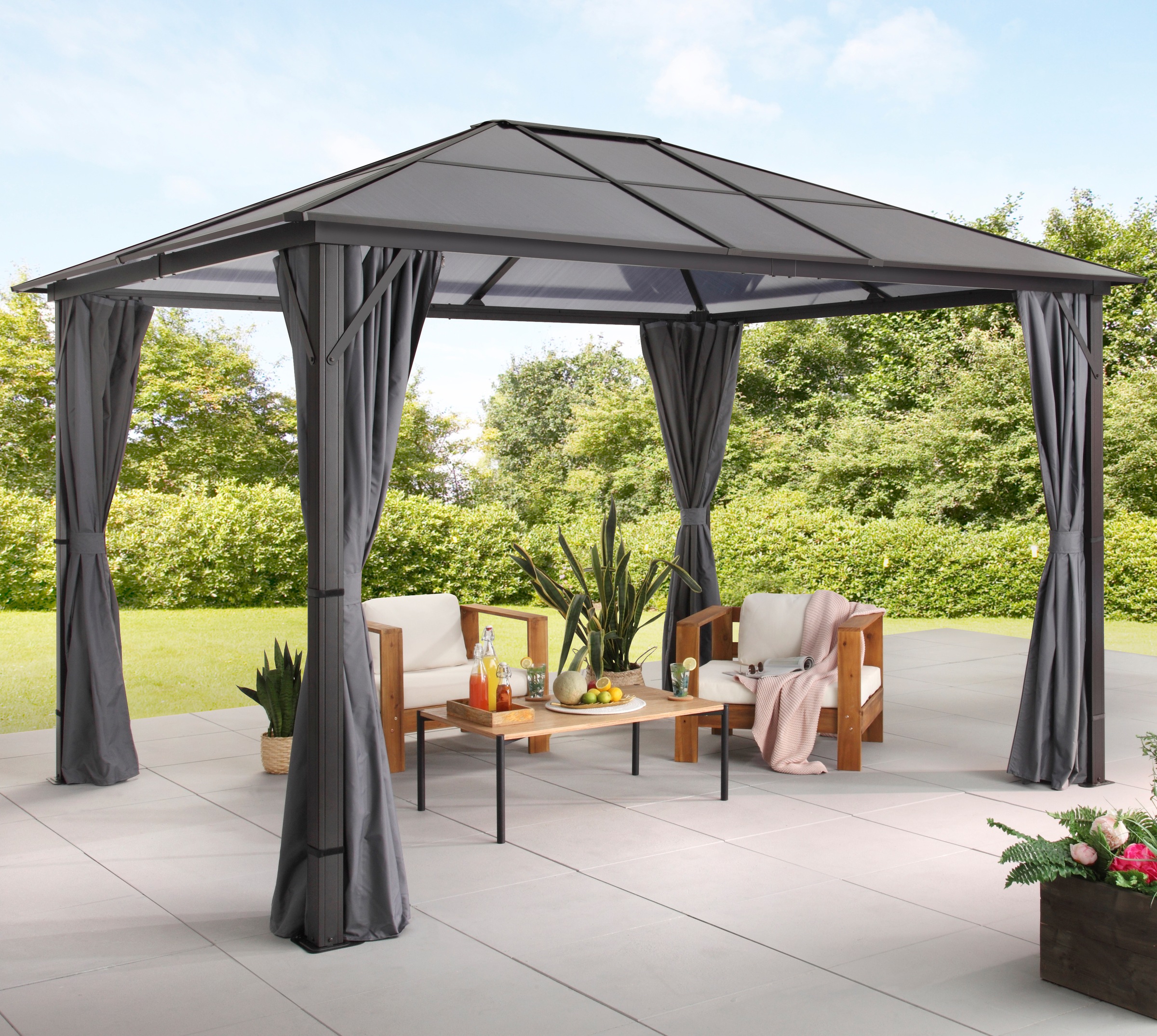 KONIFERA Pavillon "Aruba" Gestell aus Aluminium, Dach aus Polycarbonat-Steg günstig online kaufen