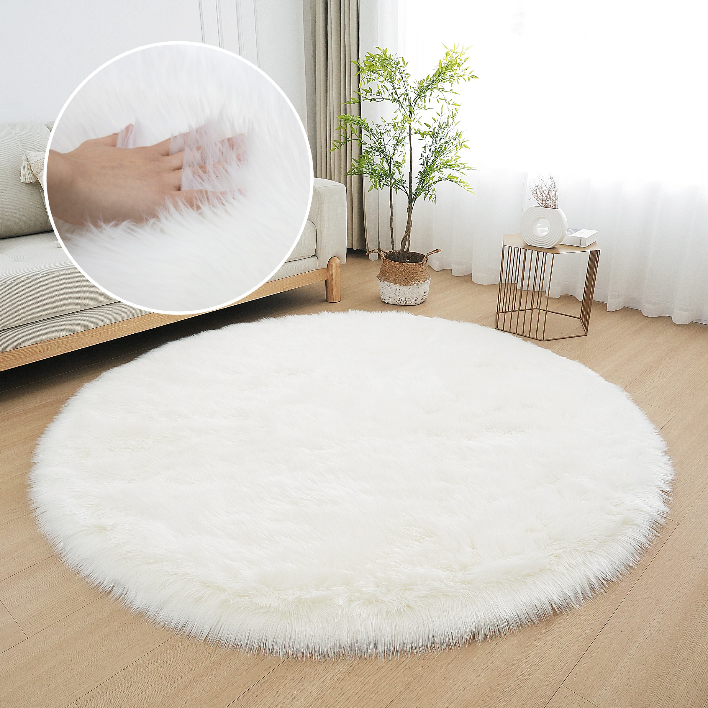 my home Fellteppich "Dena, Hochflor Teppiche" rund 60 mm Höhe Kunstfell, we günstig online kaufen