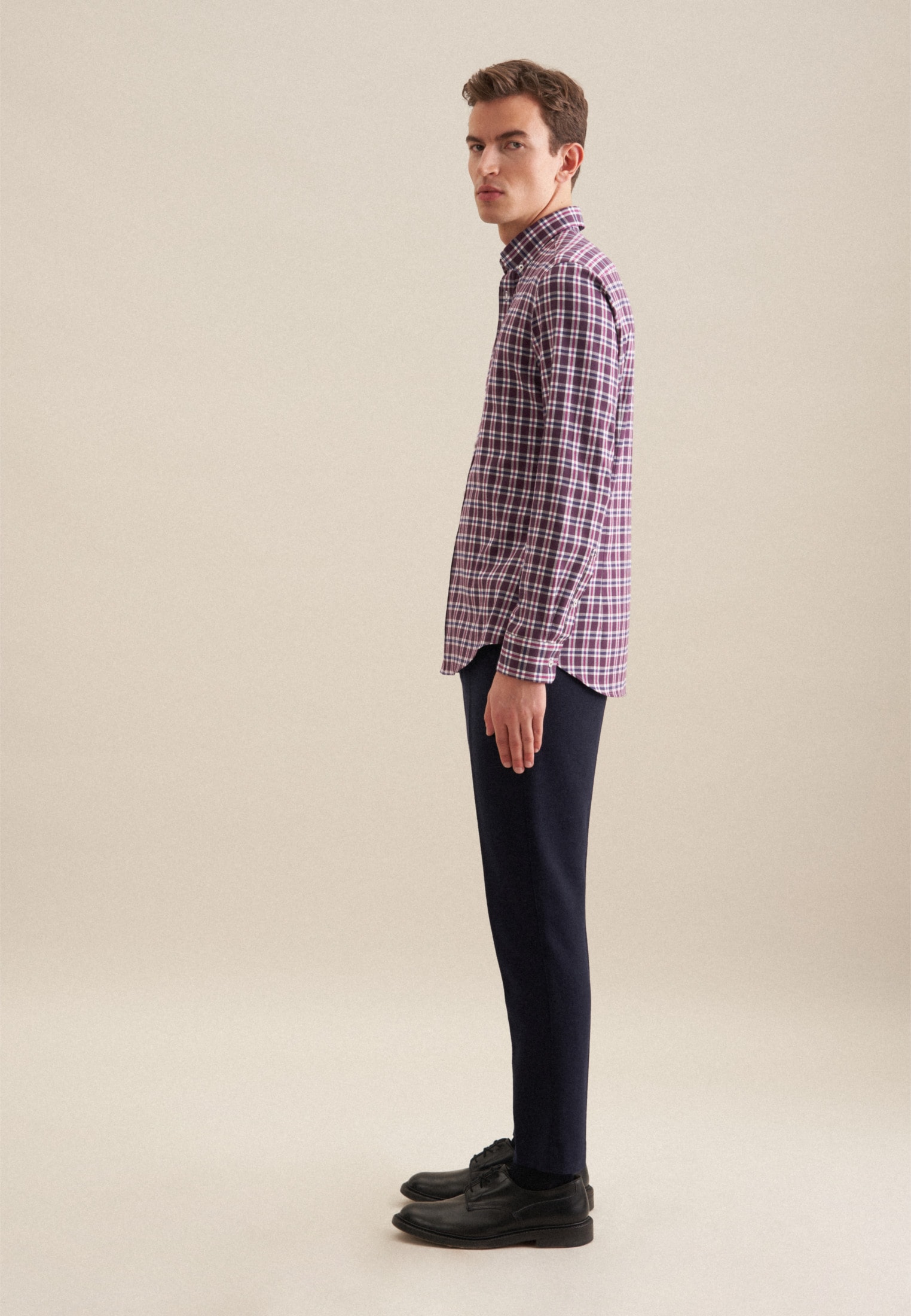 seidensticker Flanellhemd »Slim«, Slim Langarm Button-Down-Kragen Karo