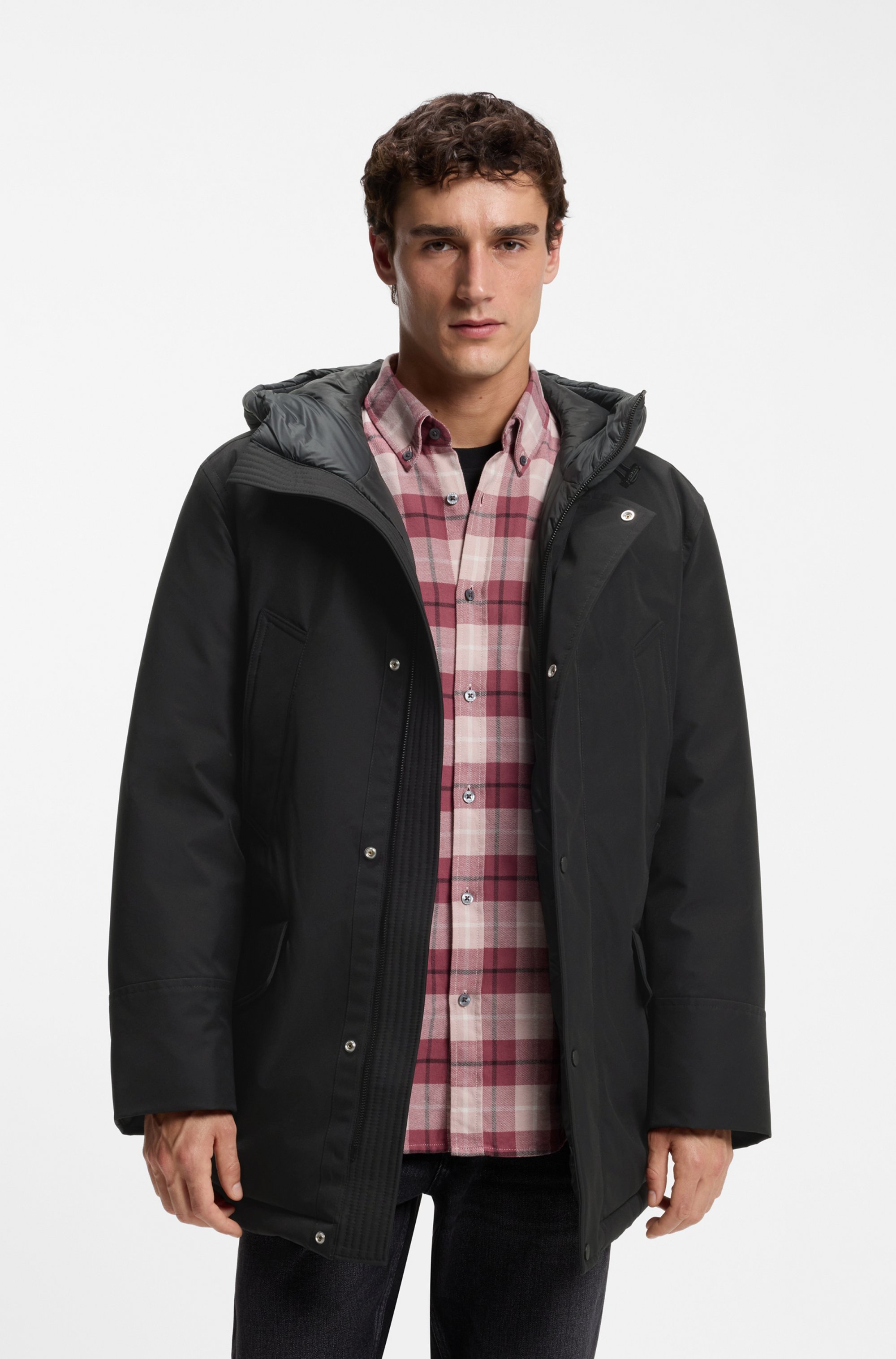 BOSS ORANGE Parka "Osiass1" mit Kapuze im Relaxed Fit, wasserabweisend