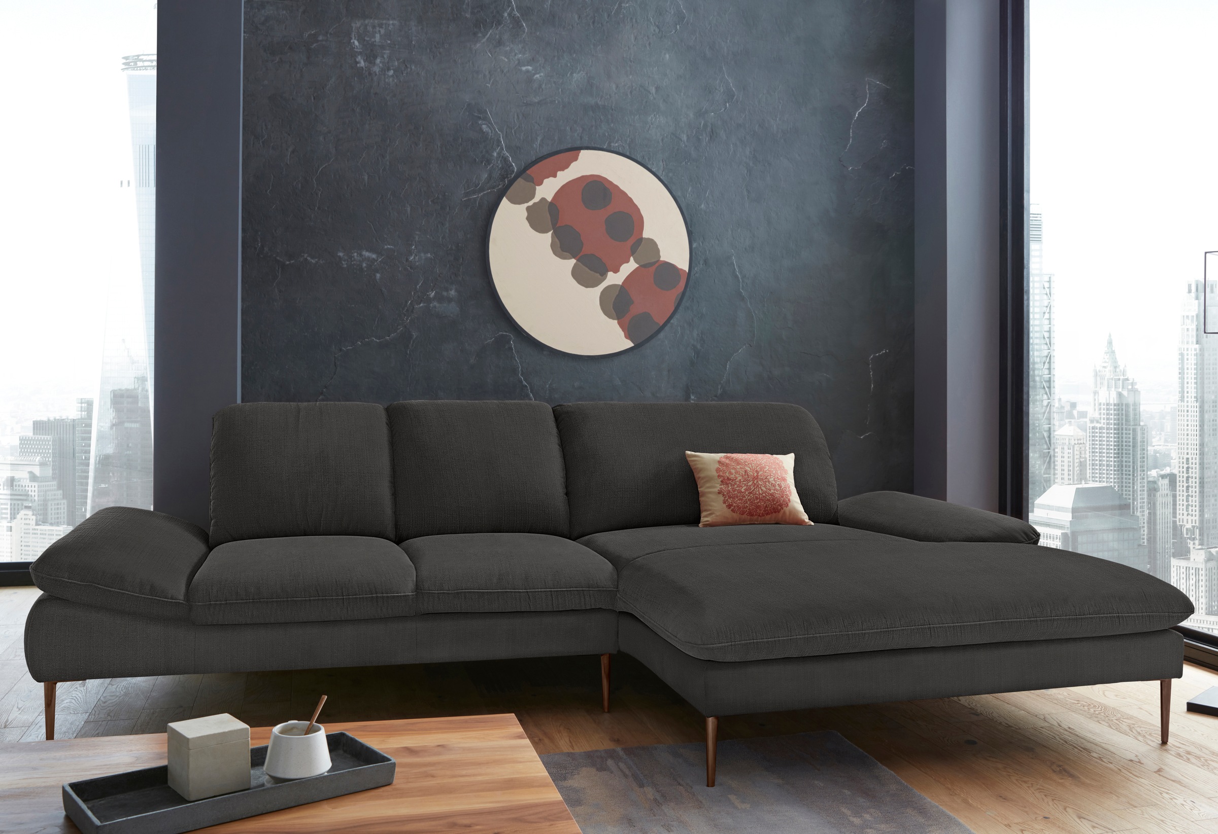 W.SCHILLIG Ecksofa "enjoy&MORE, Designsofa, bequem, zeitlos und elegant, L-Form" Sitztiefenverstellung, Füße bronze pulverbeschichtet, Breite 310 cm