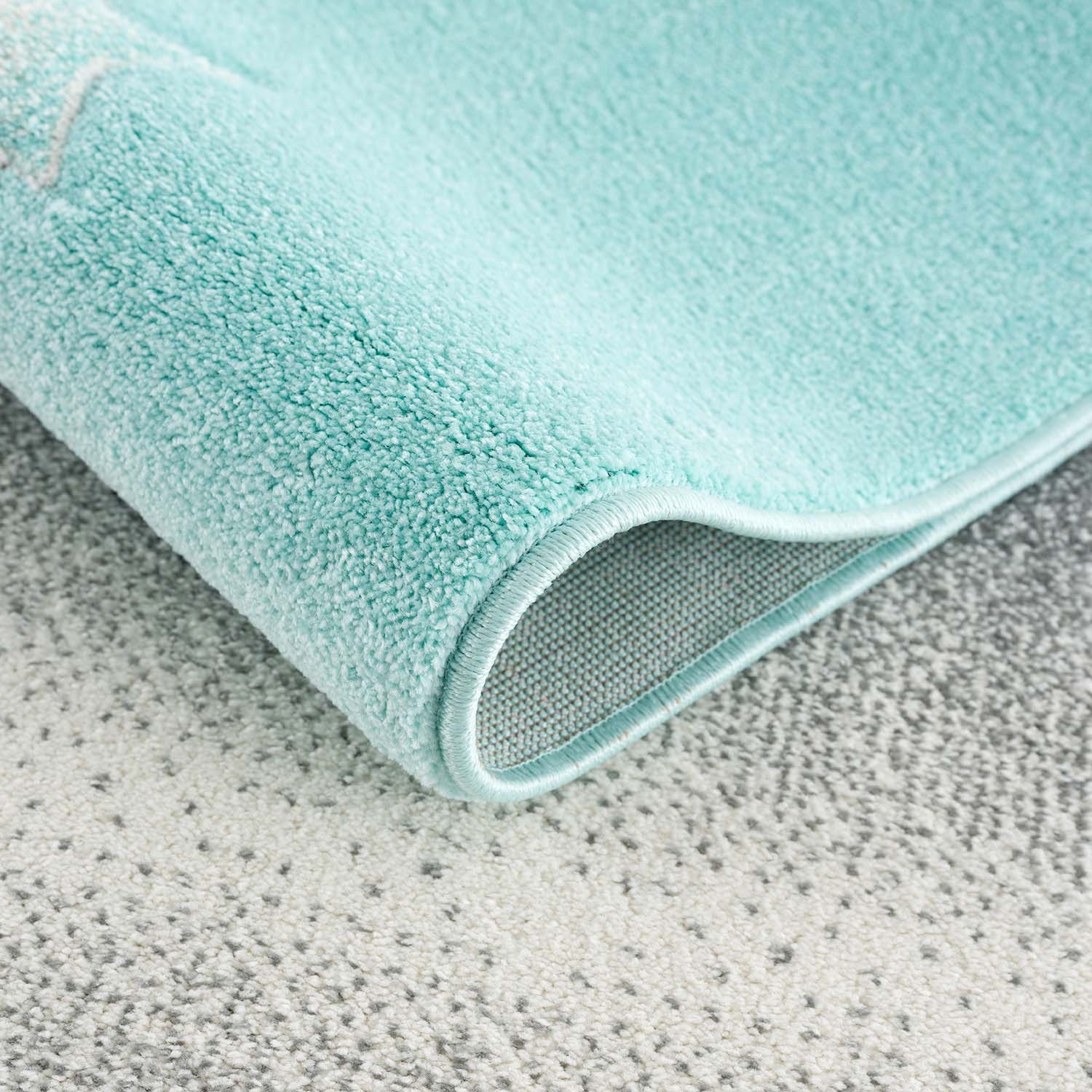 Kinderteppich CARPET CITY "Bueno Kids 9378", grün (mint), H:11mm Ø:160cm, Polypropylen (PP), Teppiche, Kinderteppich, Spielteppich, Löwe, Boot, 3D-Effekt, Weicher Flor, Pflegeleicht 3