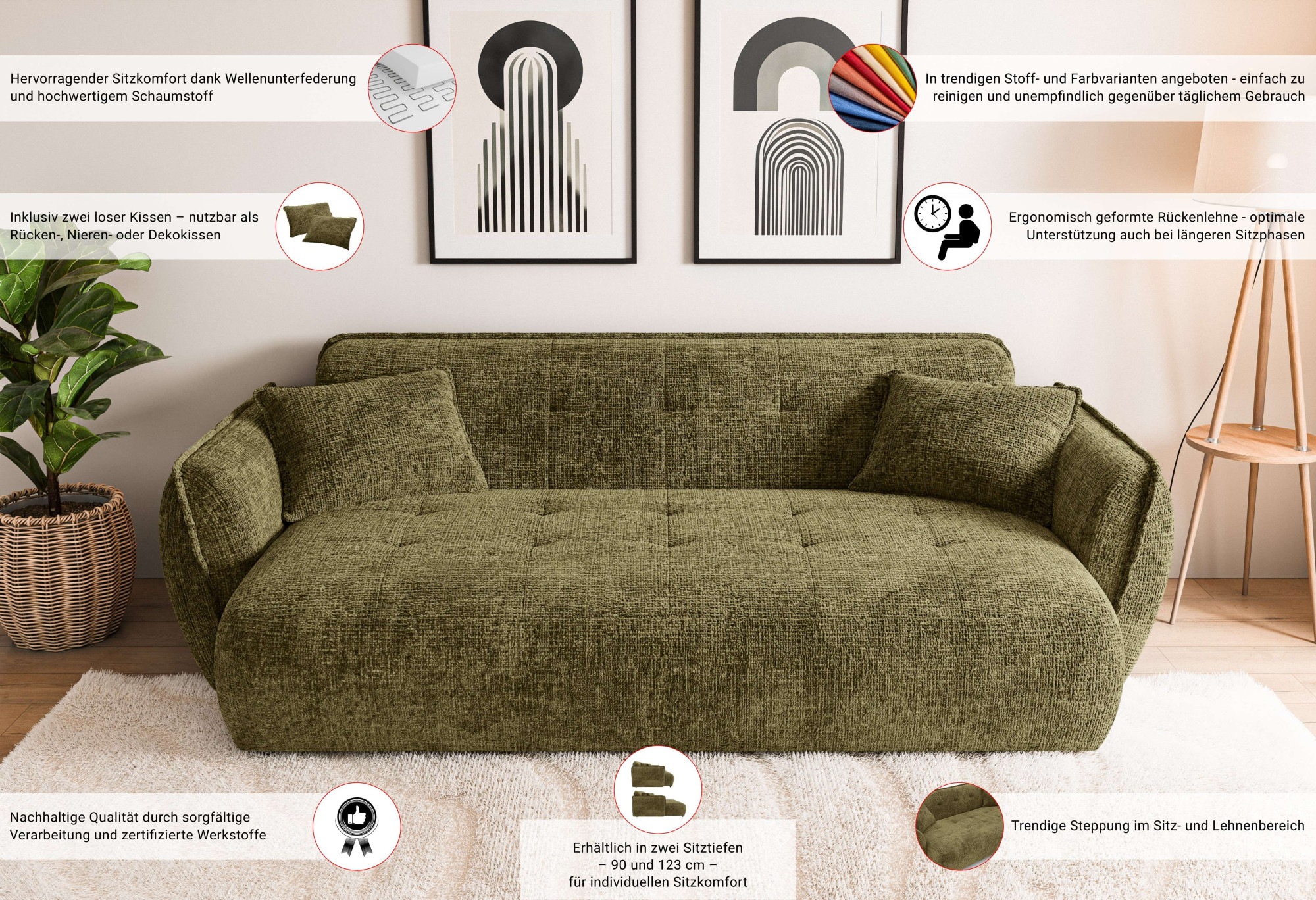 Thumbnail - Home affaire Big-Sofa "MIRELDA Design-Sofa mit Steppungen, hoher Sitzkomfort, Breite 251 cm" elegant und bequem, enthält...