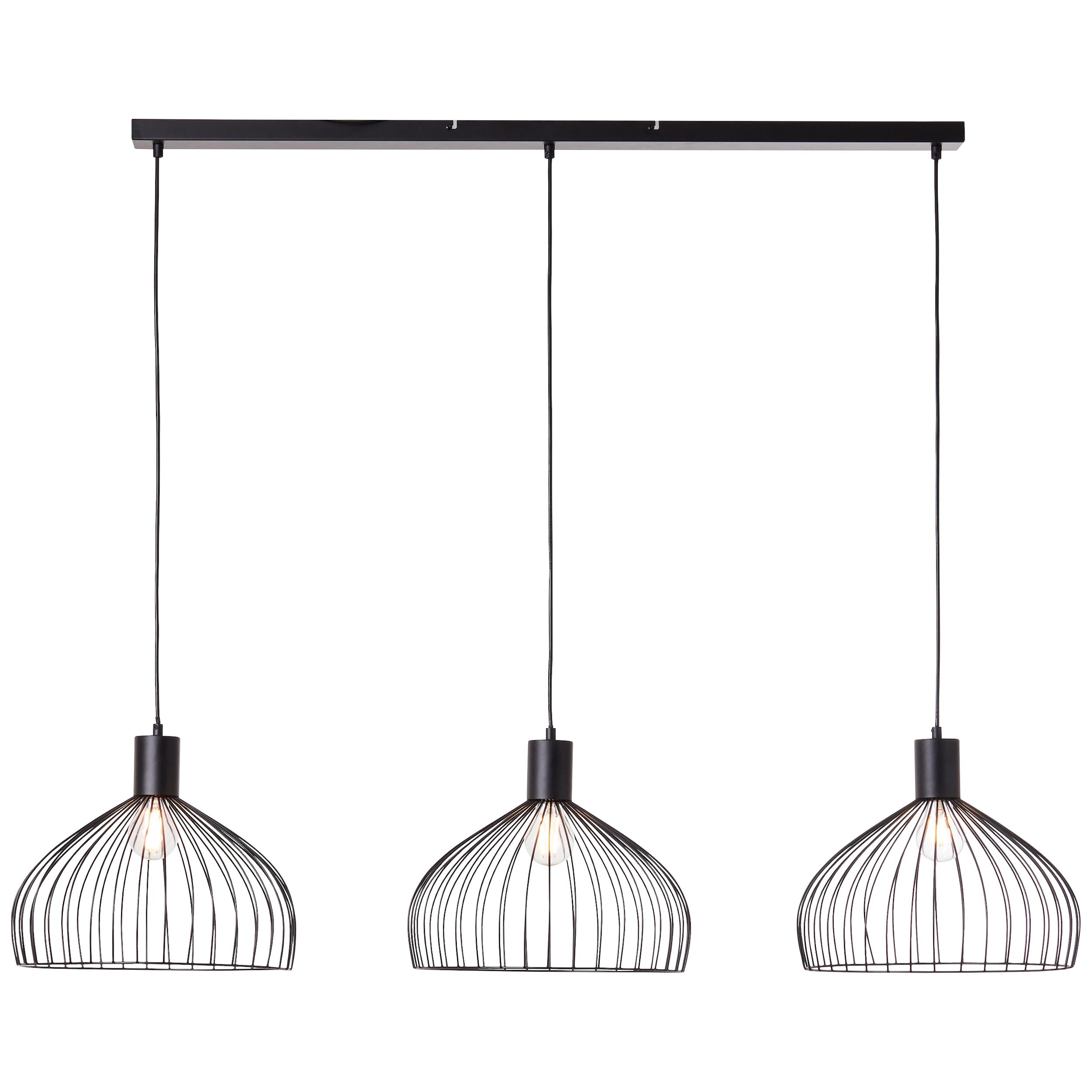 Brilliant Pendelleuchte »Blacky«, 3 flammig-flammig, 3 flammig, 148 cm  Höhe, kürzbar, E27, Metall, schwarz matt | BAUR | Pendelleuchten