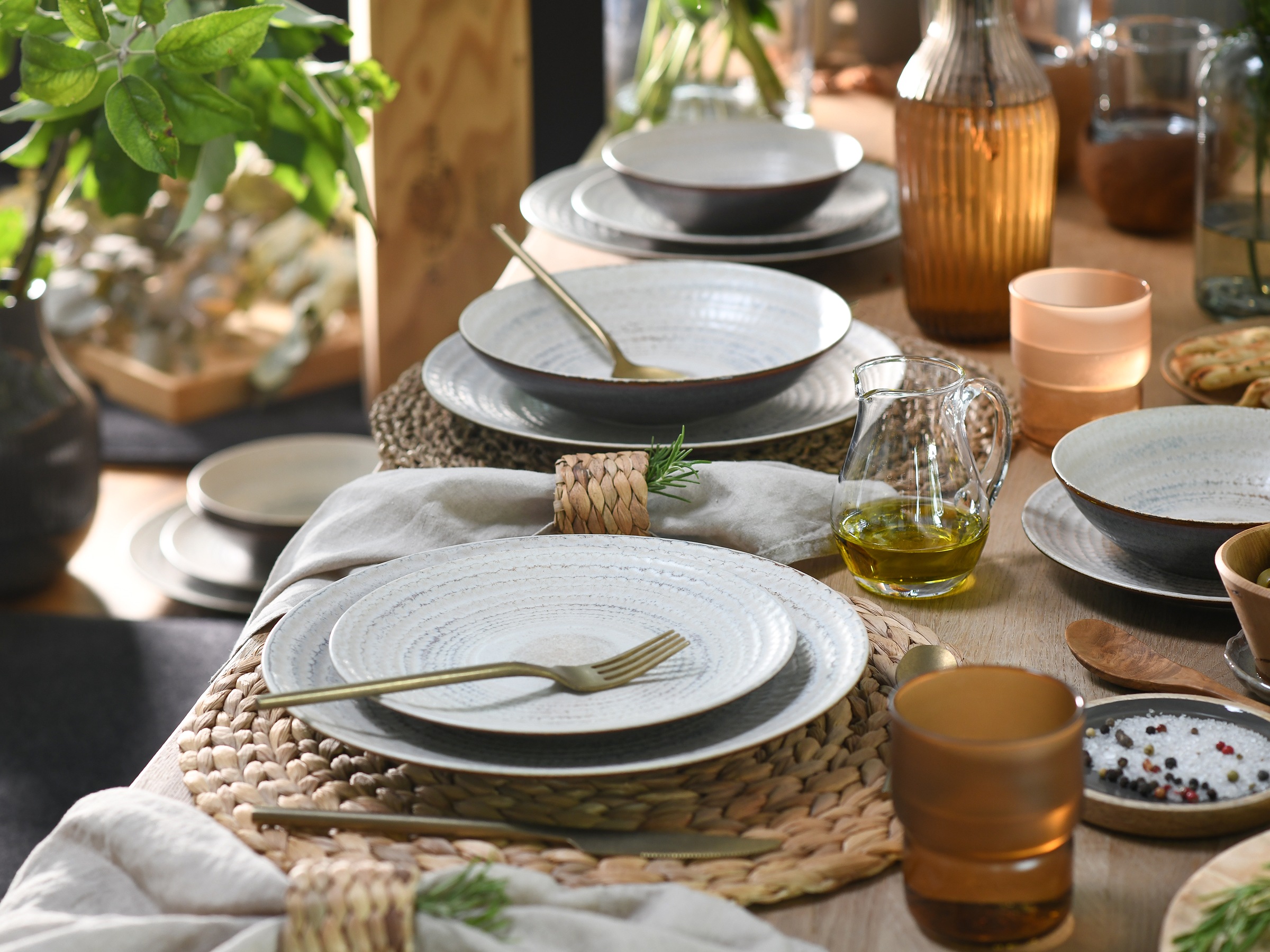 CreaTable Teller-Set »Neapel, Service 16-tlg.« Teller Set, Edles Tellerset, Vulkanoptik