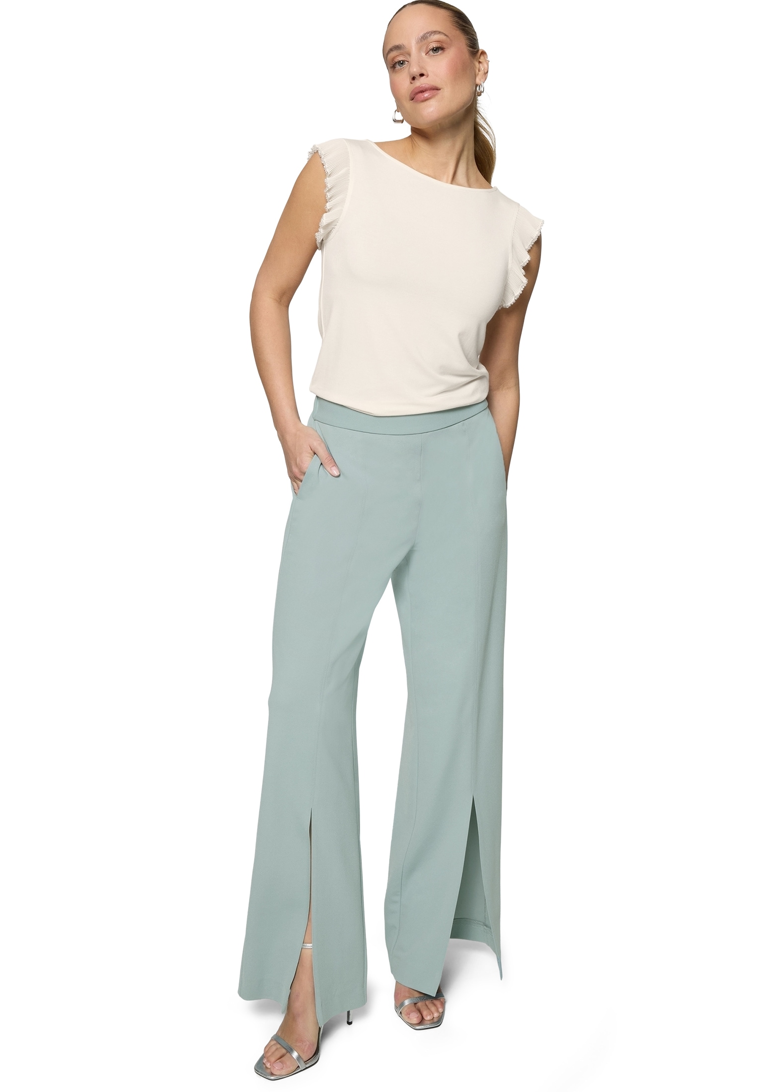 Zero Kurzarmshirt »Damen Rüschen mit Perlen« 1 Perlen