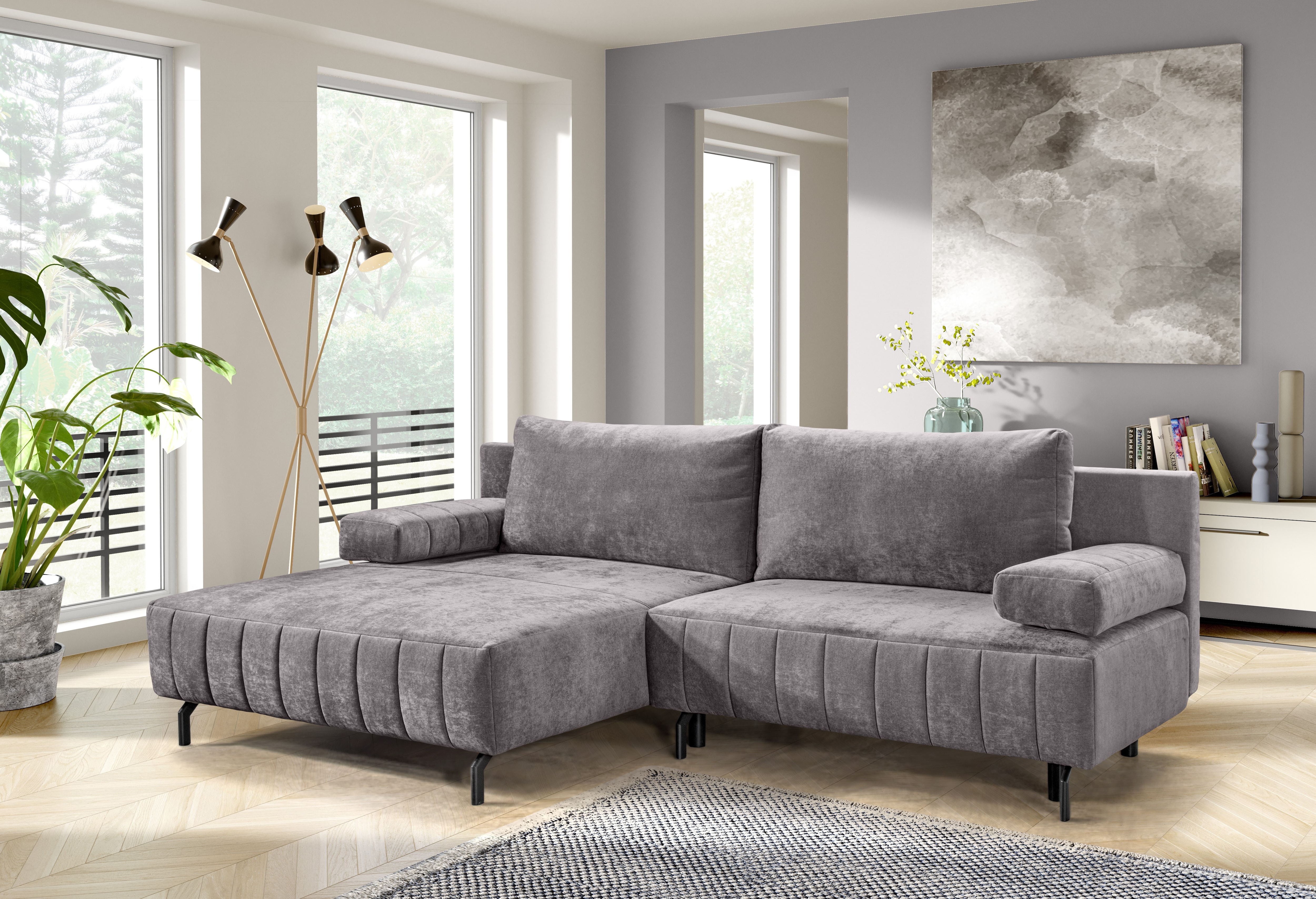 exxpo - sofa fashion Ecksofa "Cambria, B/T: 262/171 cm, hochbeiniges, modernes Design" inkl. Bettfunktion und Bettkasten, 15 cm bodenfrei, L-Form
