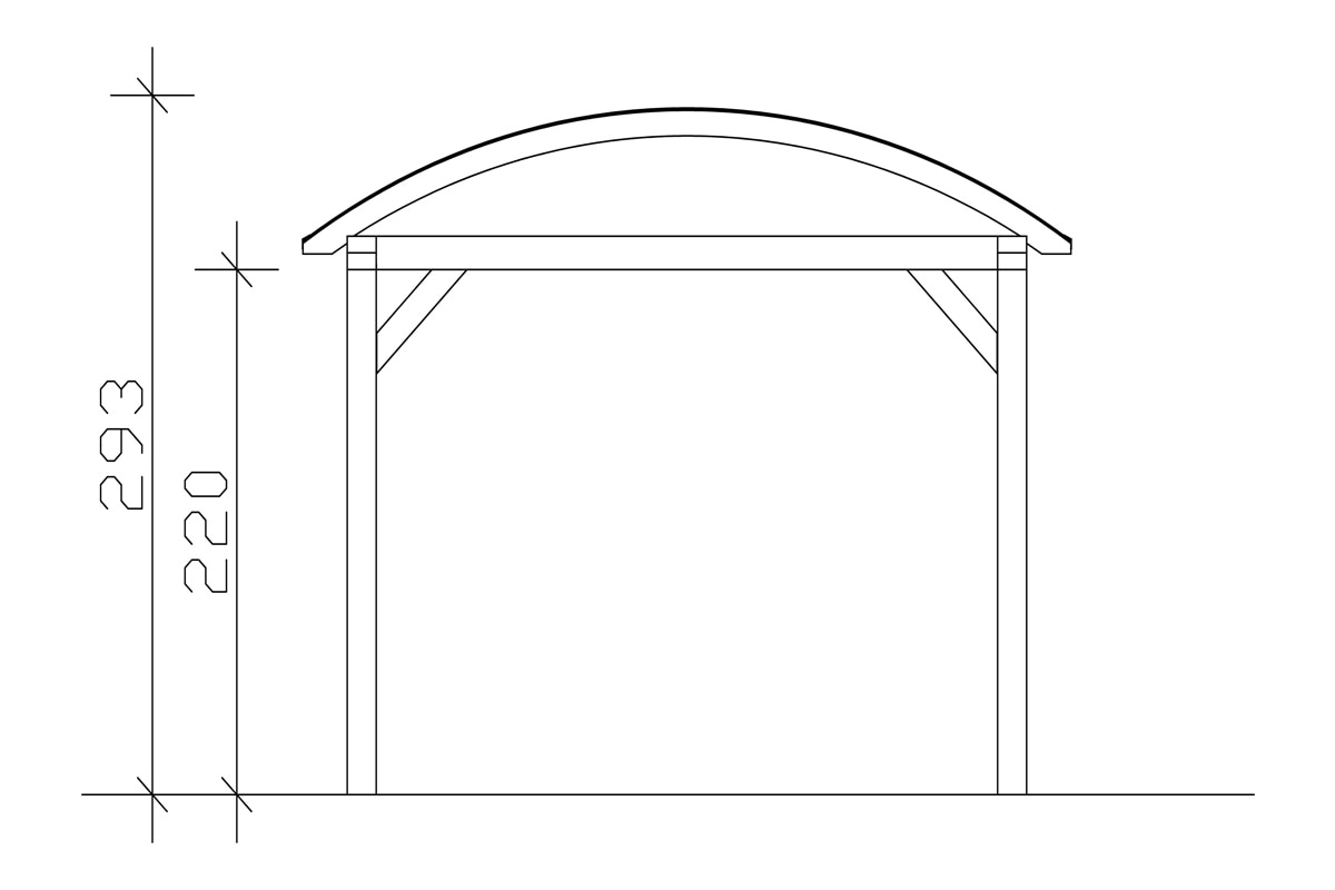 Skanholz Einzelcarport »Franken«, Leimholz-Nordisches Fichtenholz, 300 cm, dunkelgrau