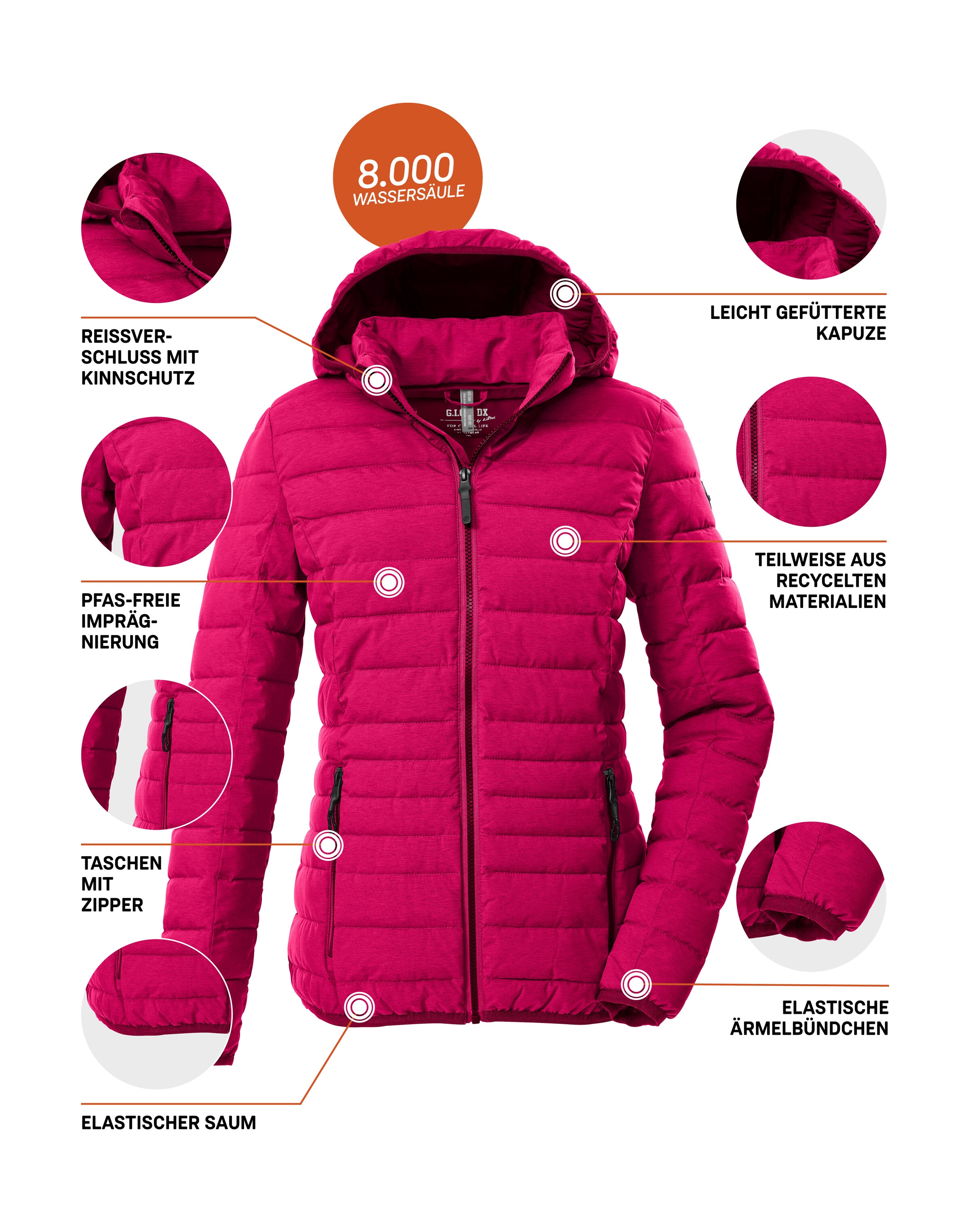 G.I.G.A. DX by killtec Steppjacke »GW 49 WMN QLTD JCKT«, Wind- und wasserabweisende Damen Steppjacke mit 8.000 mm Wassersäule