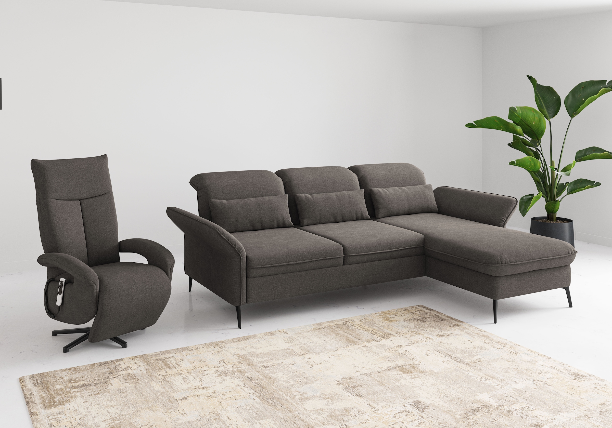 sit&more Ecksofa »Emely«, mit Sitztiefenverstellung optional mit Bettfunktion und Bettkasten