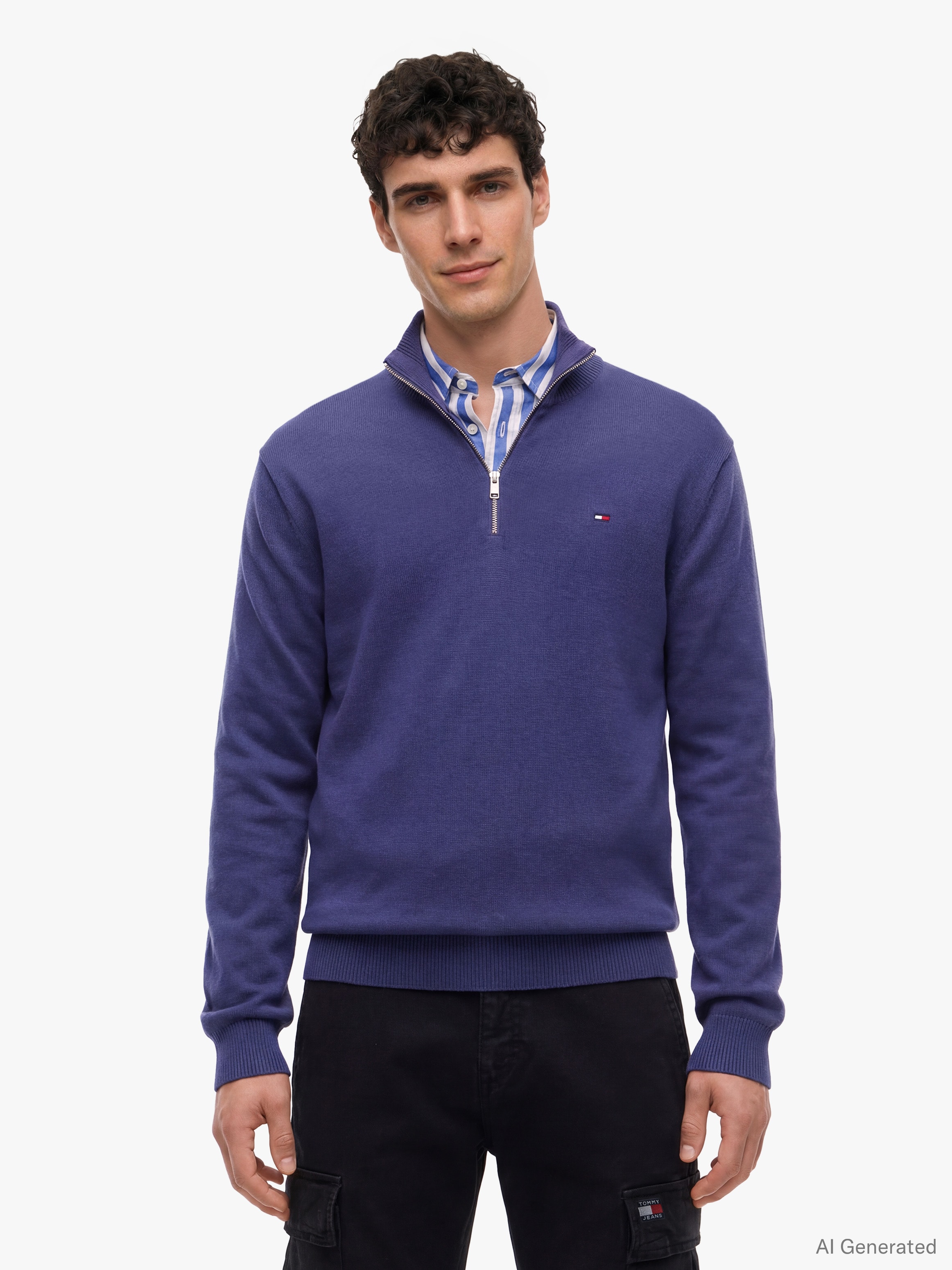 Tommy Jeans Strickpullover "TJM SLM ESS LIGHT ¼ ZIP SWTR EXT" Mit Rundhalsa günstig online kaufen