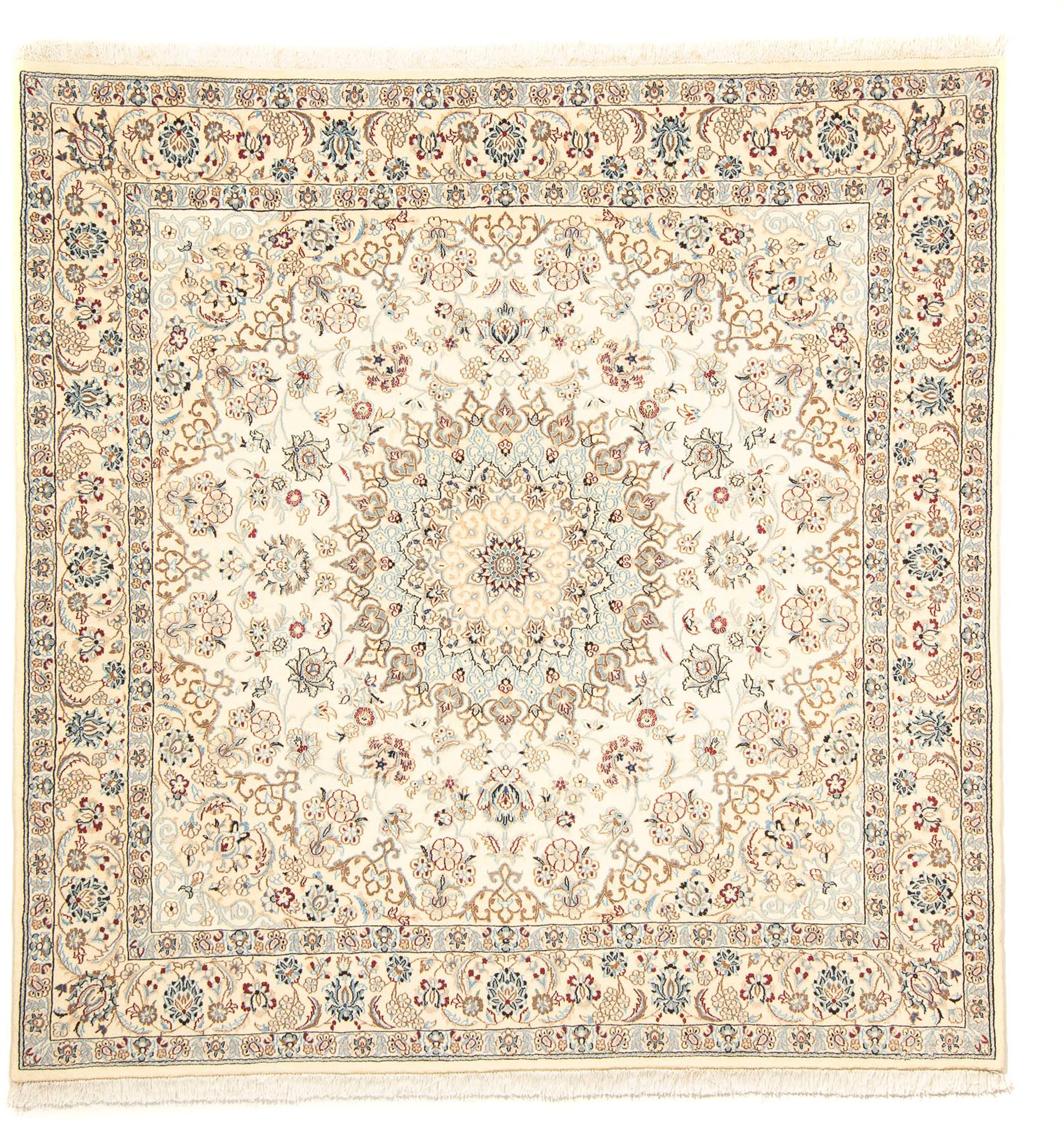 morgenland Orientteppich »Perser - Nain - Royal quadratisch - 203 x 202 cm - beige«, quadratisch, Wohnzimmer, Handgeknüpft, Einzelstück mit Zertifikat