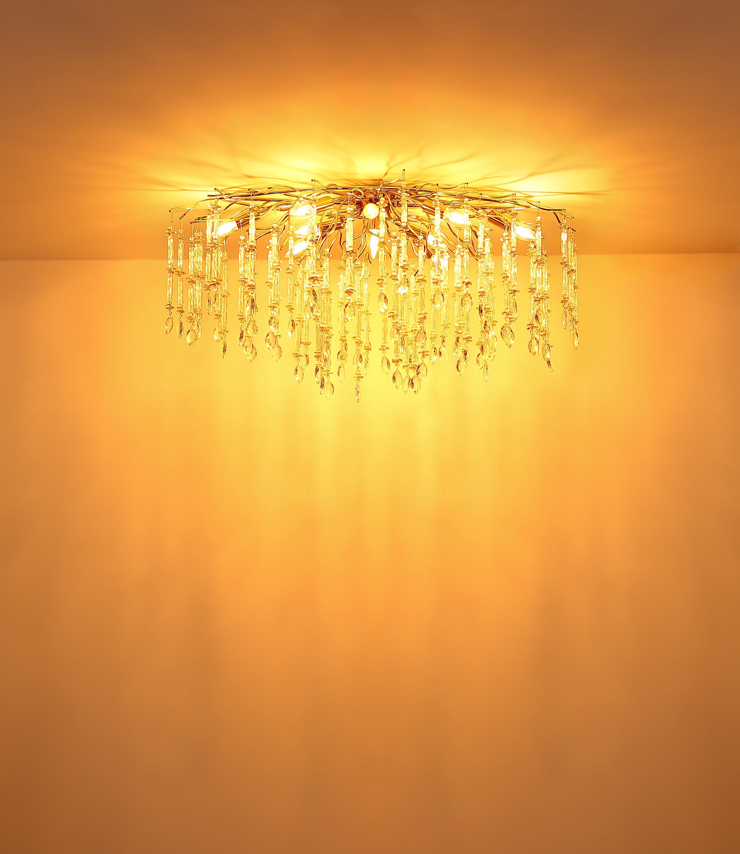 GLOBO LIGHTING Deckenleuchte »GLORIA« E14 1 Stk. Goldfarbene Deckenleuchte mit klaren und amber Glaskristallen