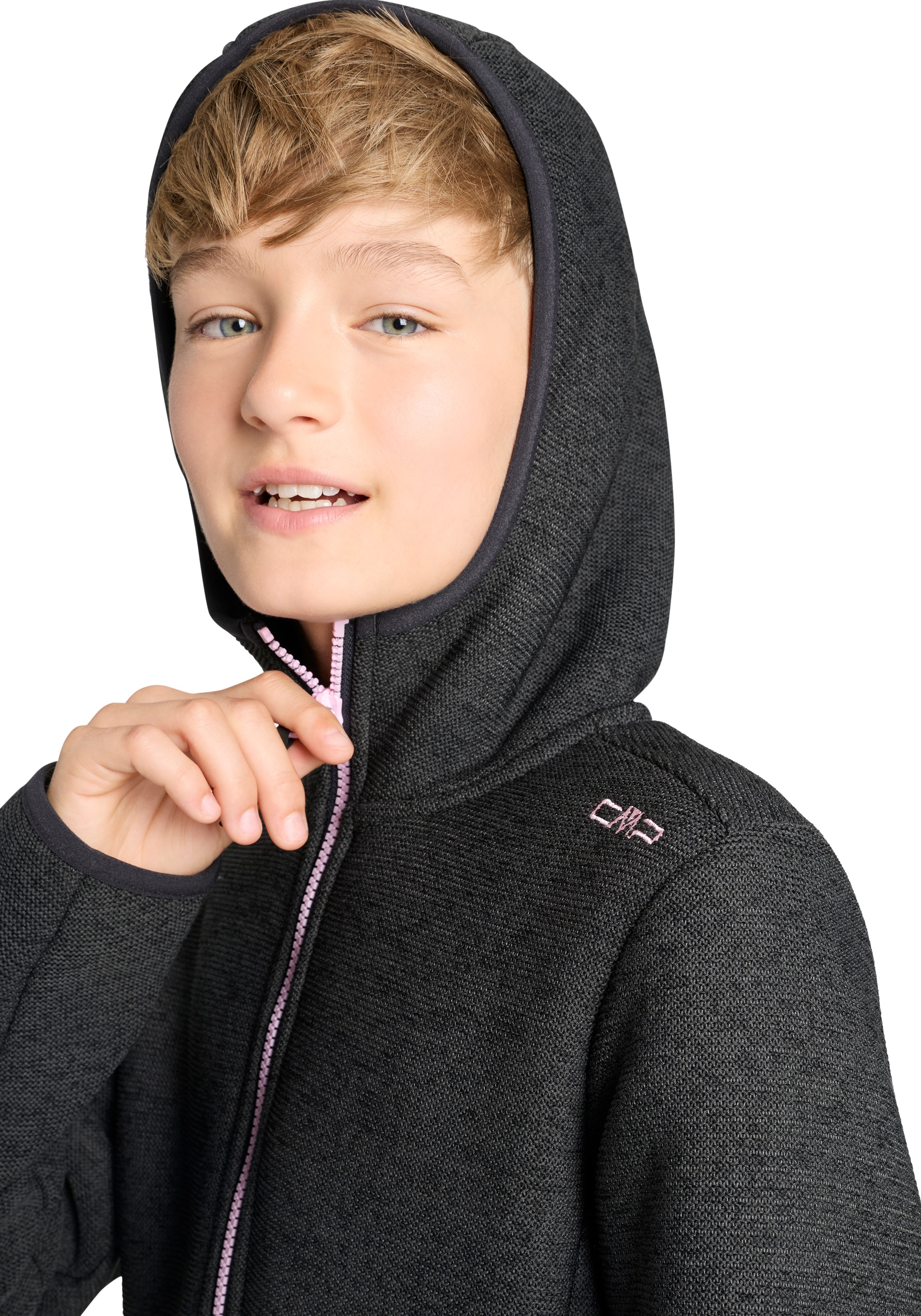 CMP Strickfleecejacke mit fester Kapuze, aus Polyester, sportlicher Stil