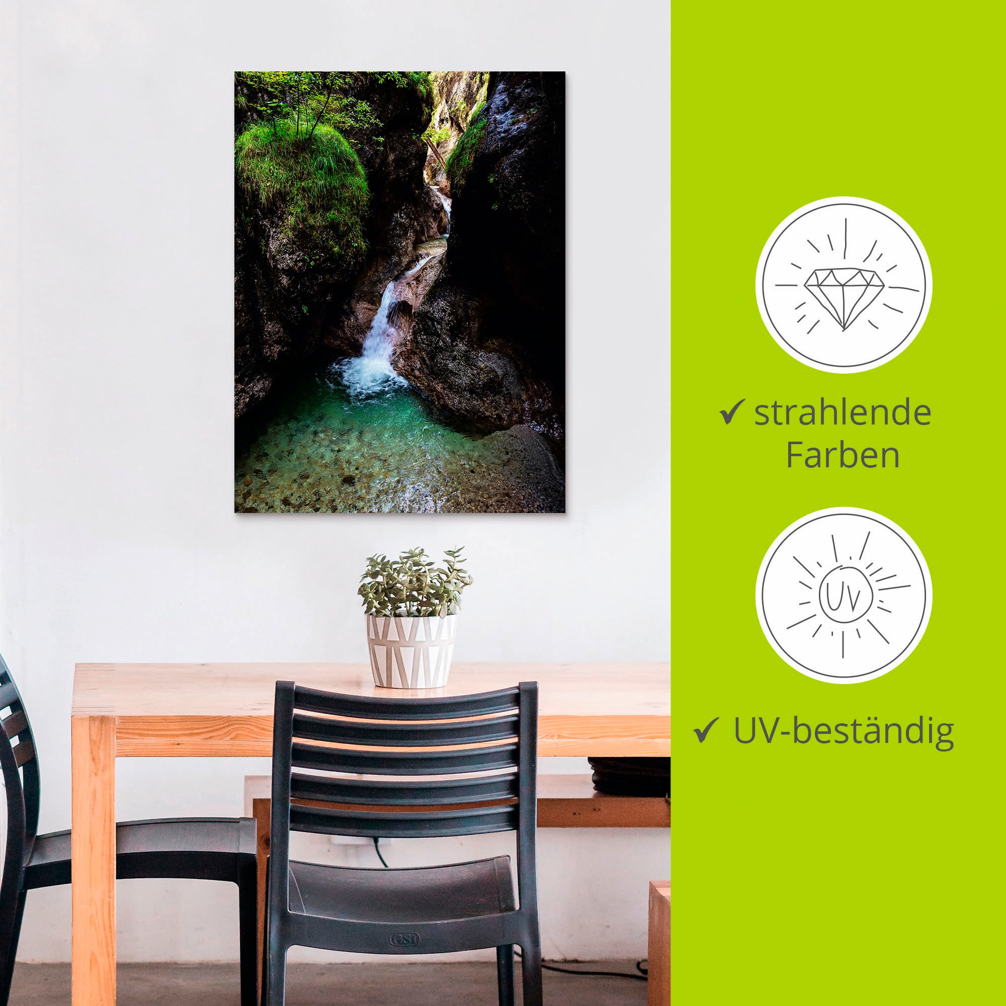 Artland Alu-Dibond-Druck »Almbachklamm im Berchtesgadener Land II«, Gewässer, (1 St.), für Innen- und Außenbereich geeignet, Outdoorbild