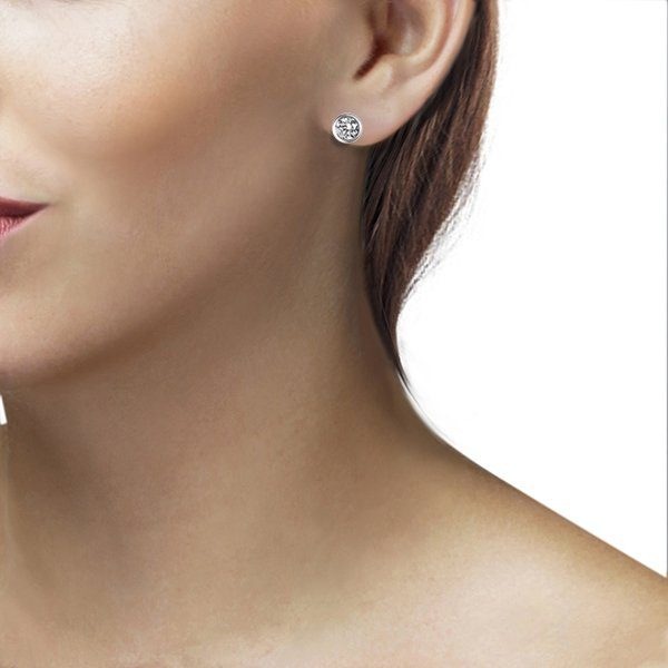 925/- goldmaid Zirkonia Paar Sterlingsilber Ohrstecker weiße 2