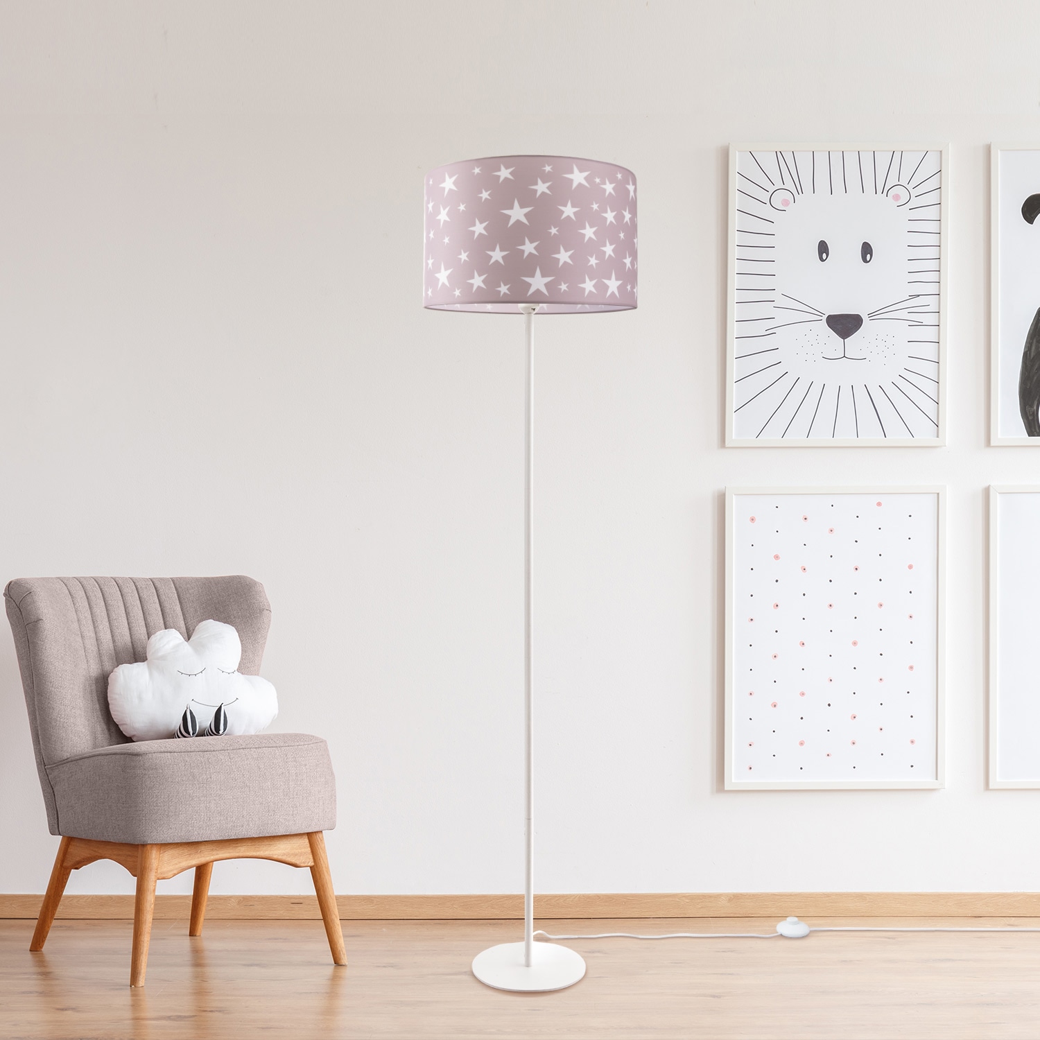 Paco Home Stehlampe »Capri 315«, 1 flammig, Leuchtmittel E27 | ohne Leuchtmittel, Kinderlampe LED Kinderzimmer, Sternen-Motiv, Deko Stehleuchte E27