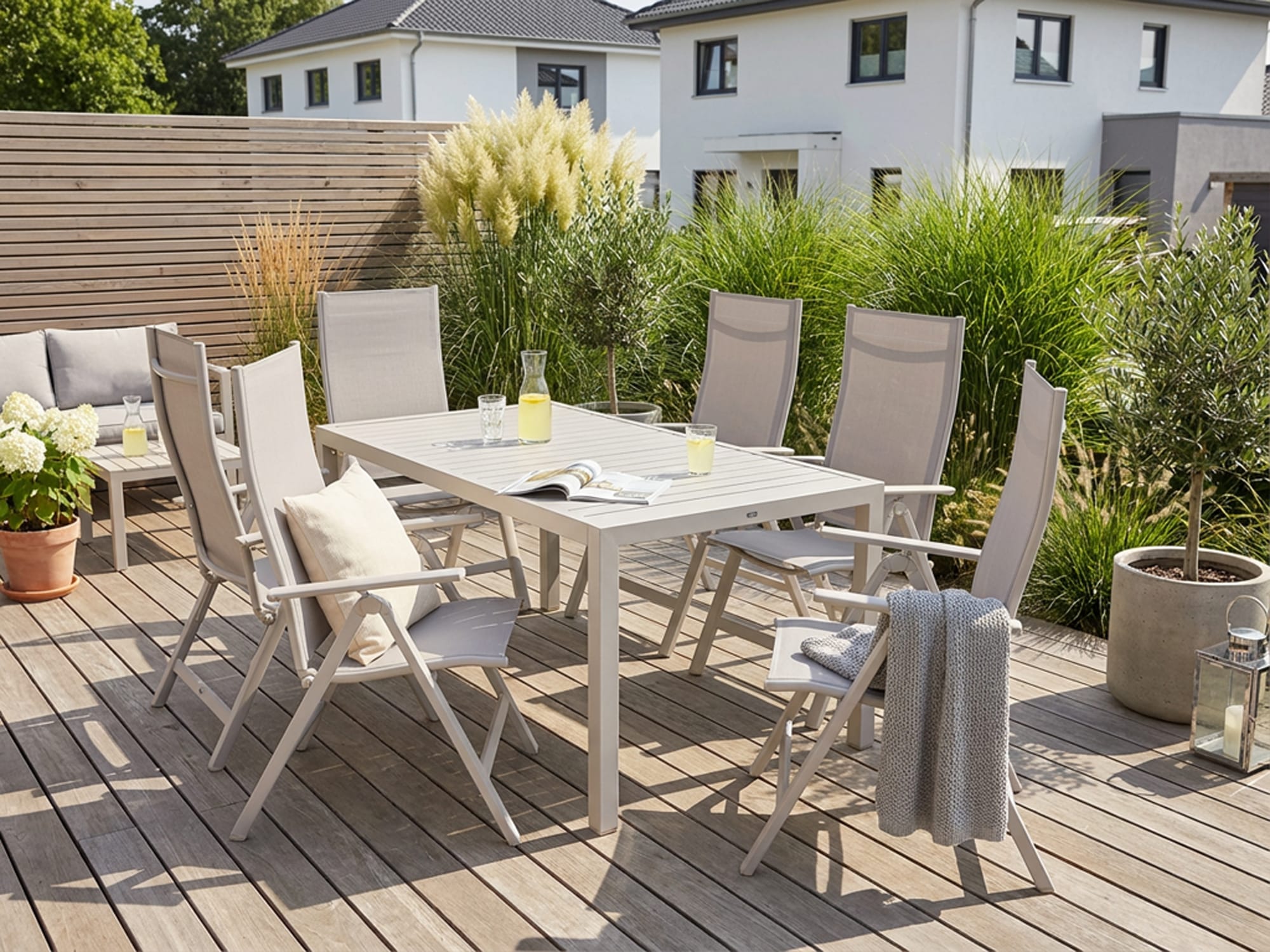 KONIFERA Garten-Essgruppe "Messina" 6x Sessel, 1x Tisch 160x90x74 cm, Alumi günstig online kaufen