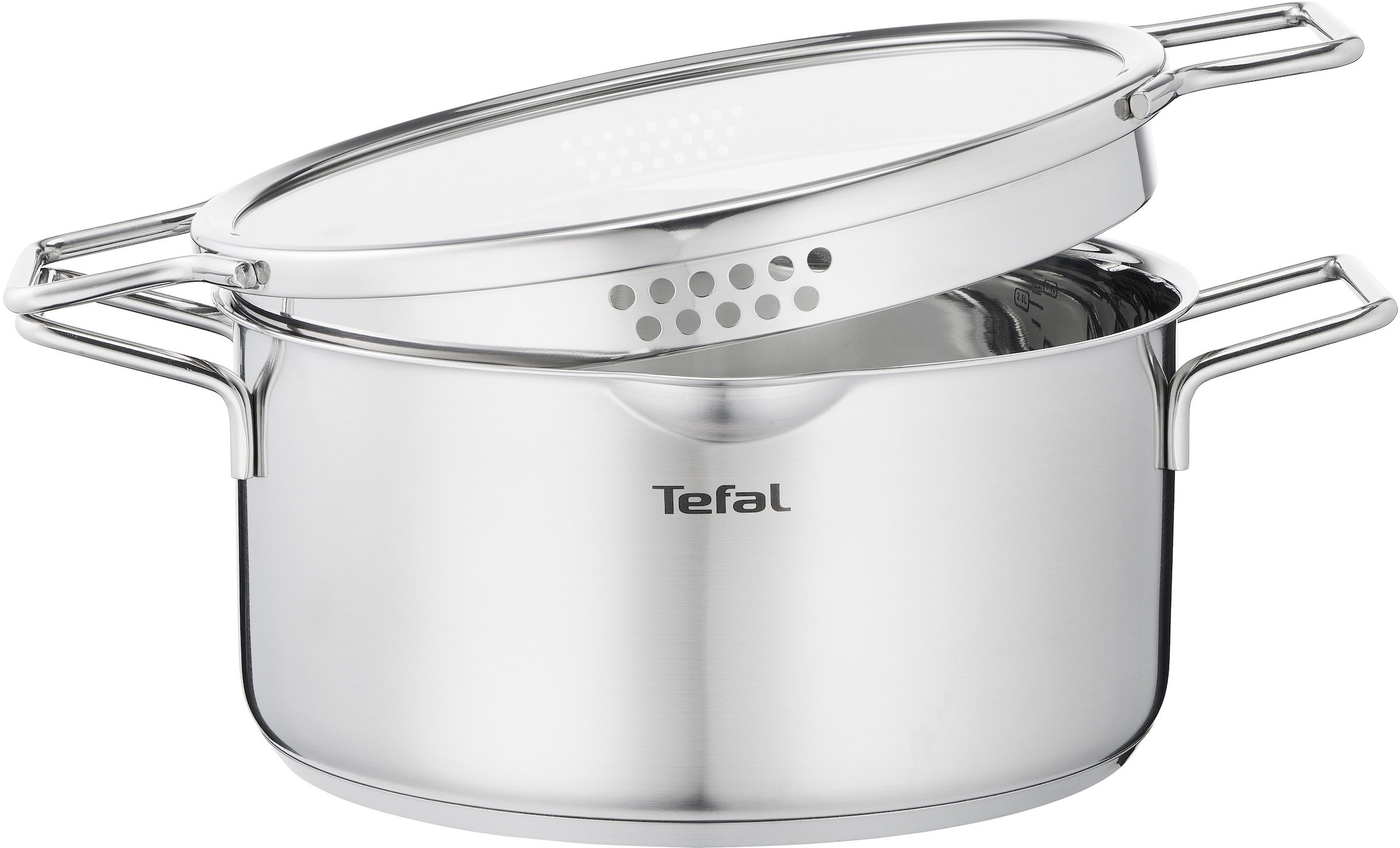 Tefal Topf-Set Edelstahl, Doppelgriff, Deckel, Ausgießer, | (6 kaufen Induktion mit tlg.), Design, BAUR nordisches »Nordica«