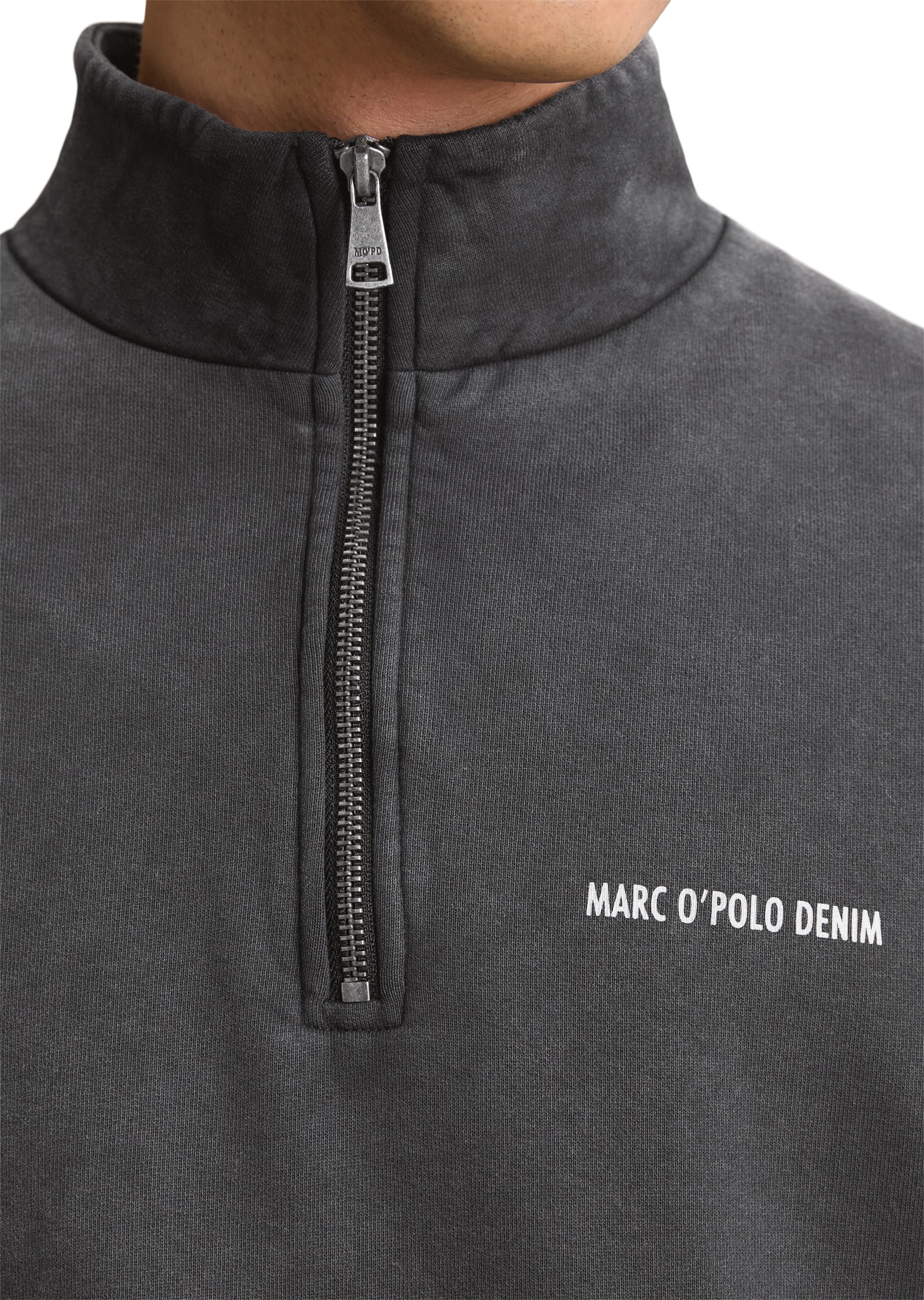 Marc O'Polo DENIM Sweatshirt, Troyerkragen, relaxed fit, Logoprint