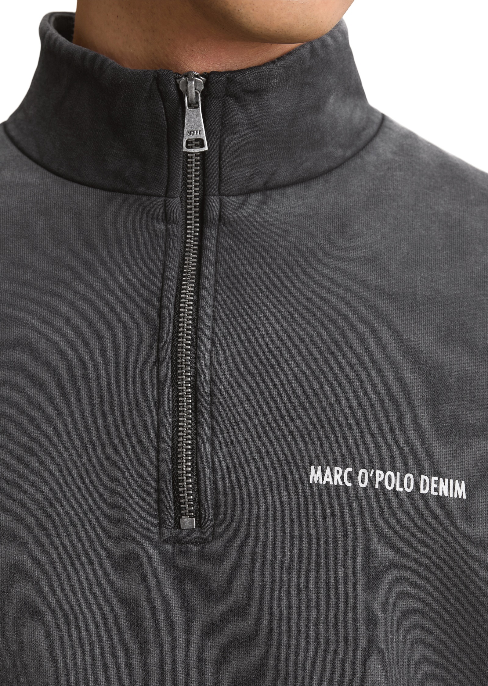 Thumbnail - Marc OPolo DENIM Sweatshirt, Troyerkragen, relaxed fit, Logoprint