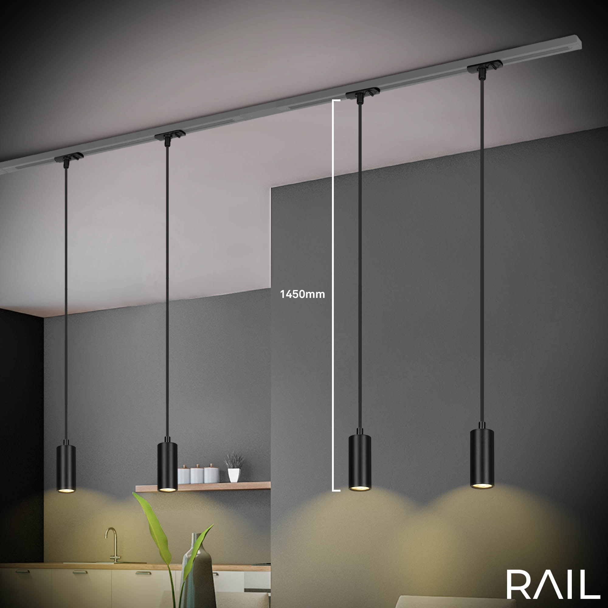 Briloner Leuchten Schienensystem-Leuchten »RAIL« LED-Board 1 Stk. LED Pendelleuchte 80x1500mm Schwarz 5,5W Schienensystem Rail Küche